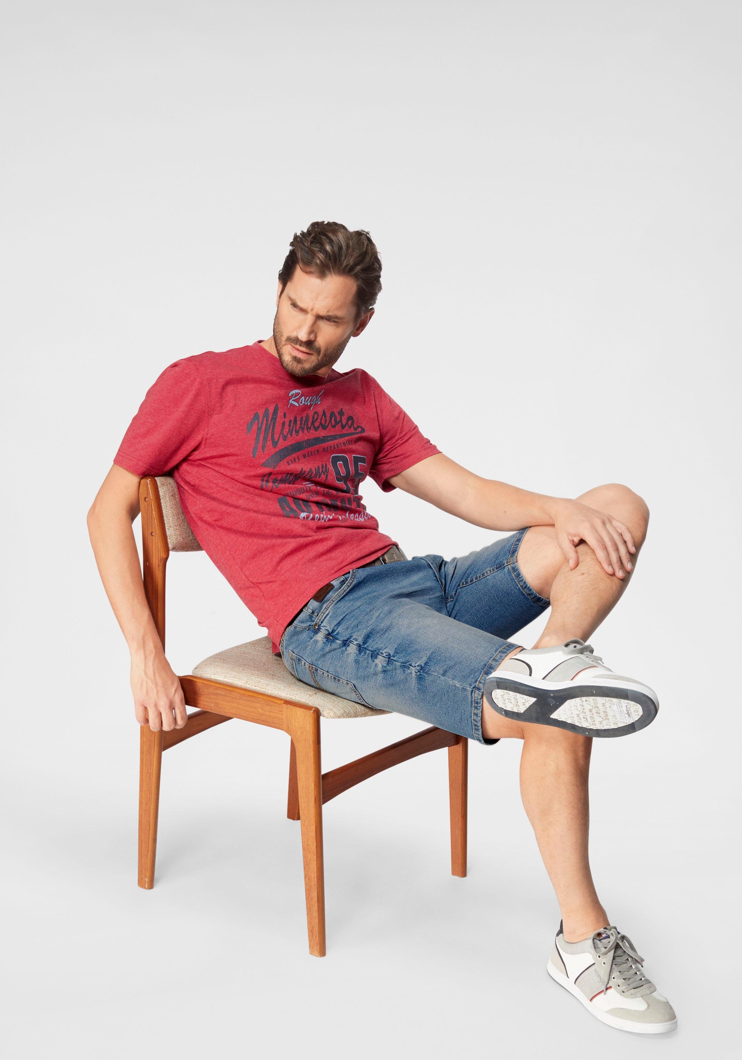 Man's World T-shirt korte mouwen, gemêleerde look, ronde hals