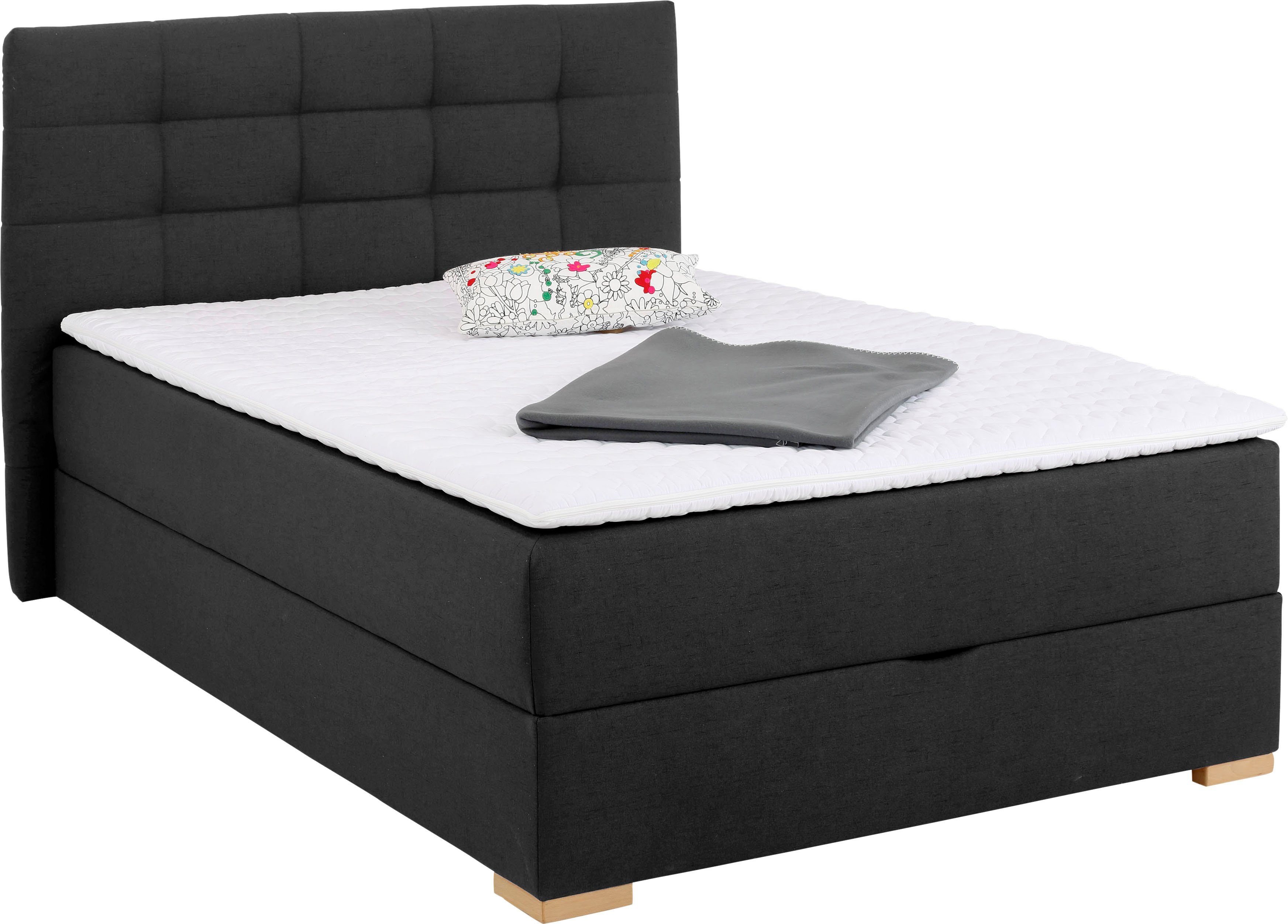 Home affaire Boxspring Olivet in 4 kleuren, 4 breedten, 2 matrassoorten, ook in extra lang 220 cm boxsprings grijs