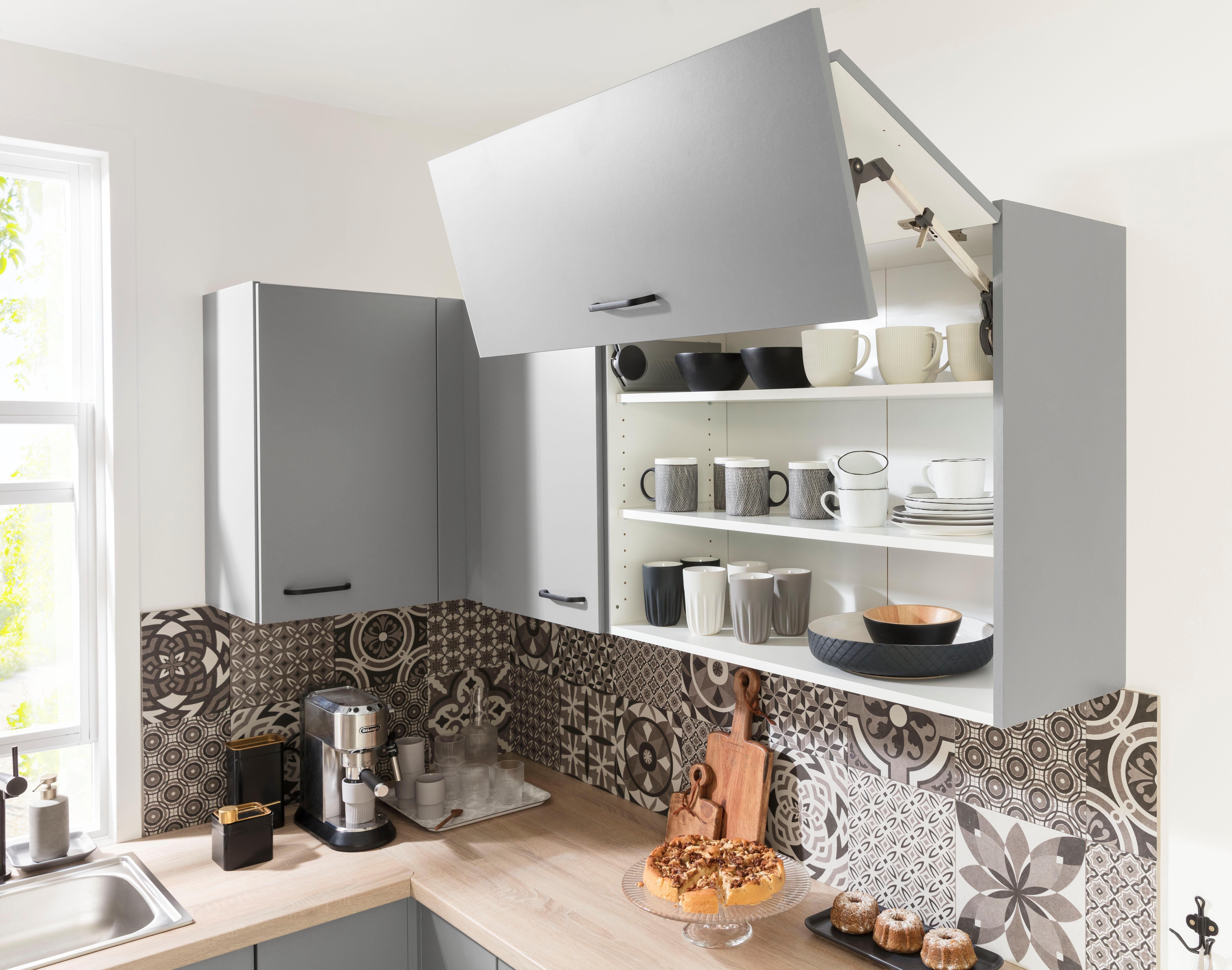 OPTIFIT Hangend kastje met vouwklep Elga met soft-closefunctie en metalen grepen, breedte 90 cm