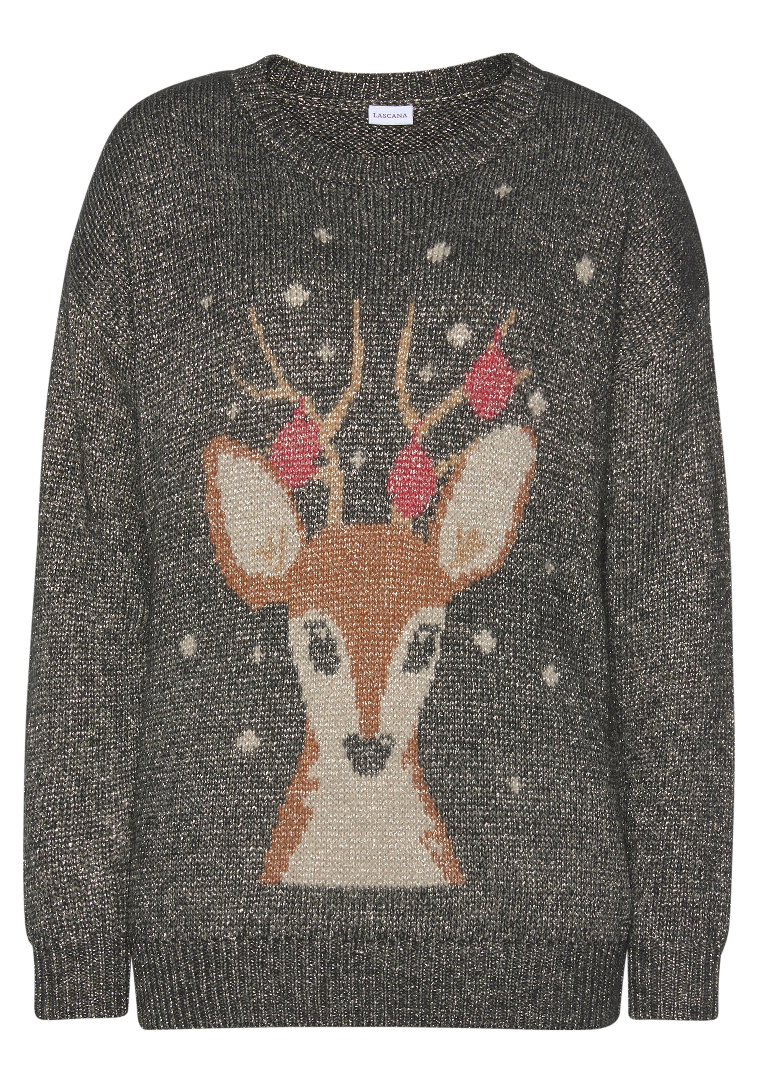 Lascana Sweater Kersttrui met ingebreid motief, loungewear