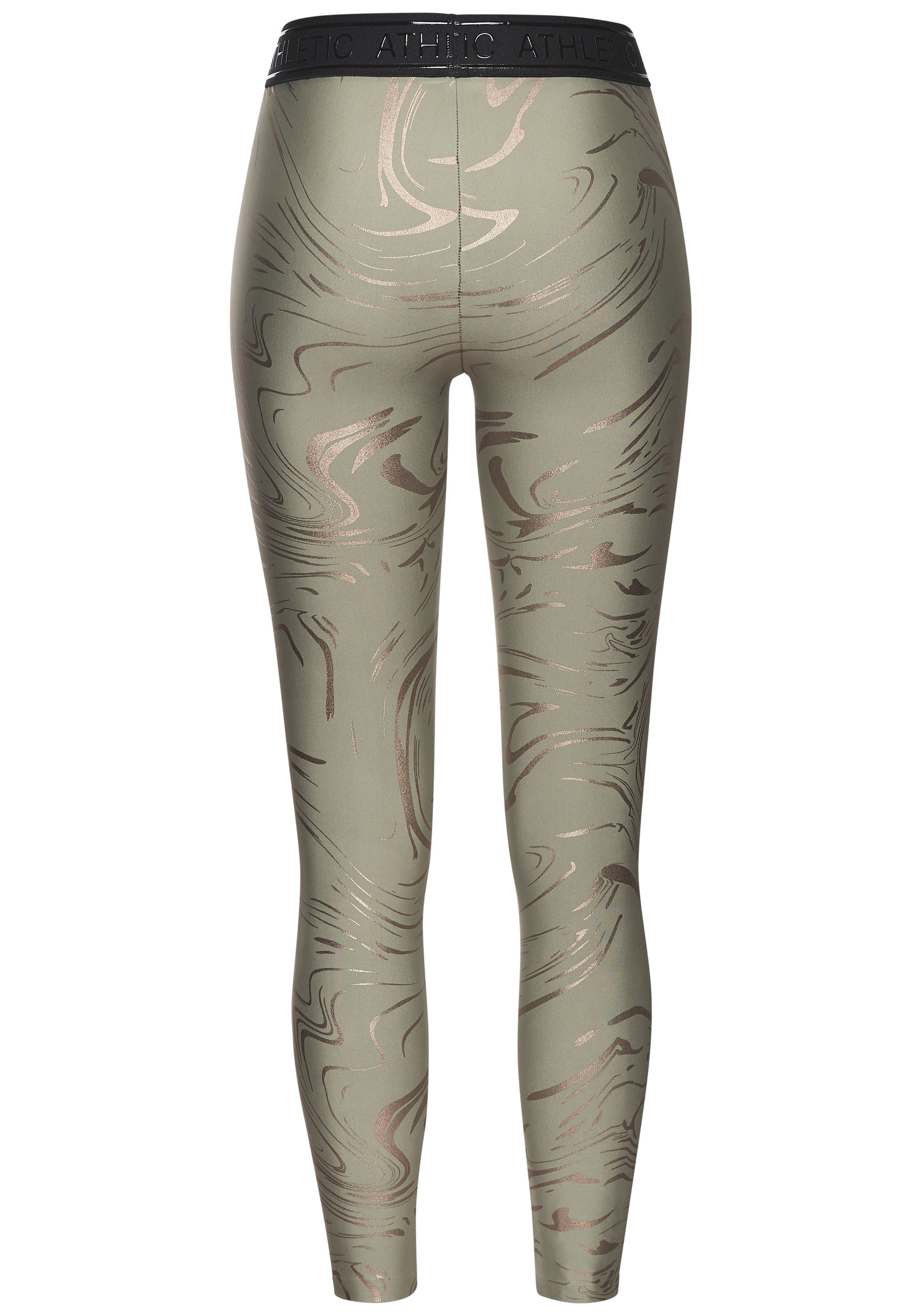 active by Lascana Functionele legging Sportleggings met glanzende print en 3D-tekst
