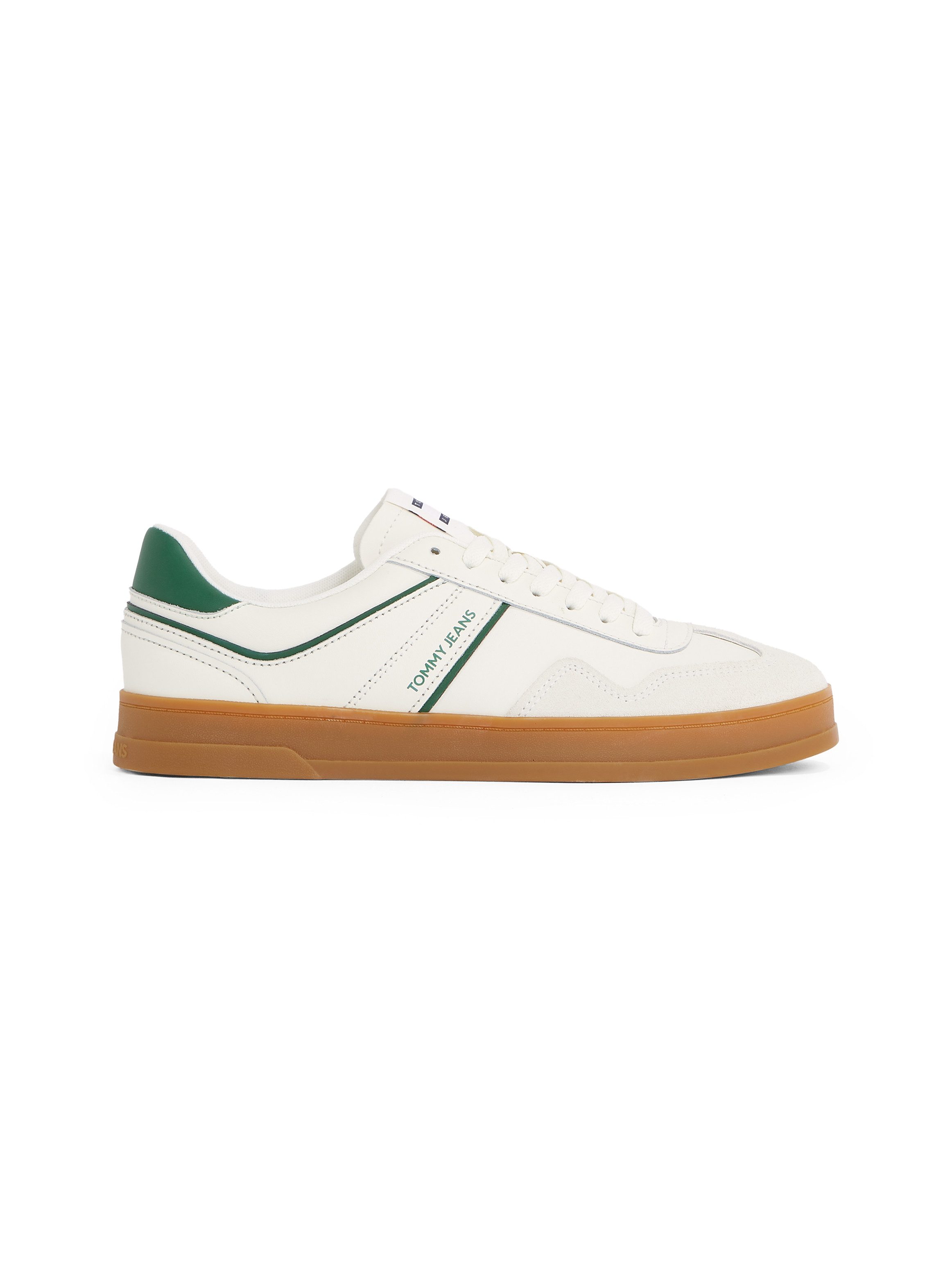 TOMMY JEANS Plateausneakers THE GREENWICH LEATHER , vrijetijdsschoen, lage schoen, veterschoen met contrasterende details