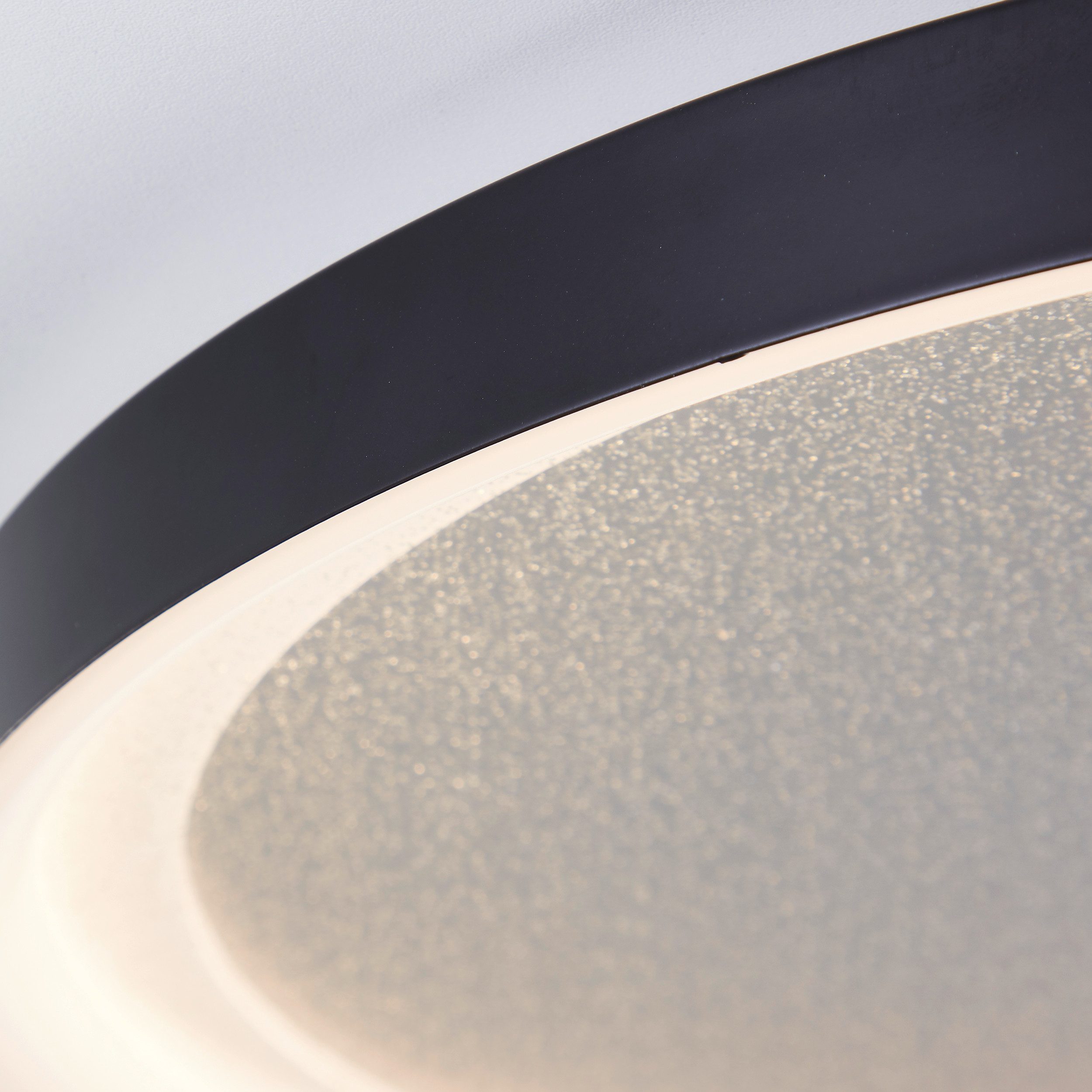 Brilliant Leuchten Led-plafondlamp Quito Glittereffect, 3 standen dimmer, Ø 42 cm, 3800 lm, 3000 K, zwart