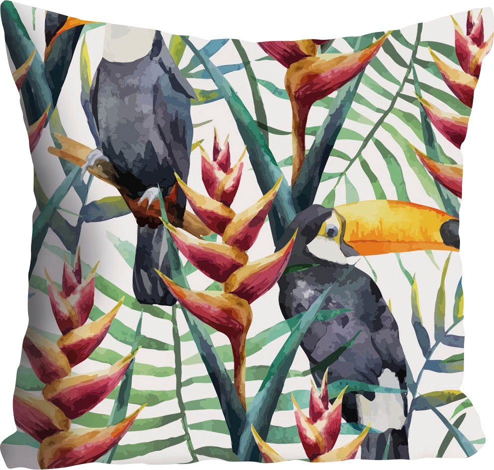 queence Sierkussen Lea Kussenhoes, toekan, exotisch, kleurrijk, vogel, tropisch, jungle, vrolijk (1 stuk)