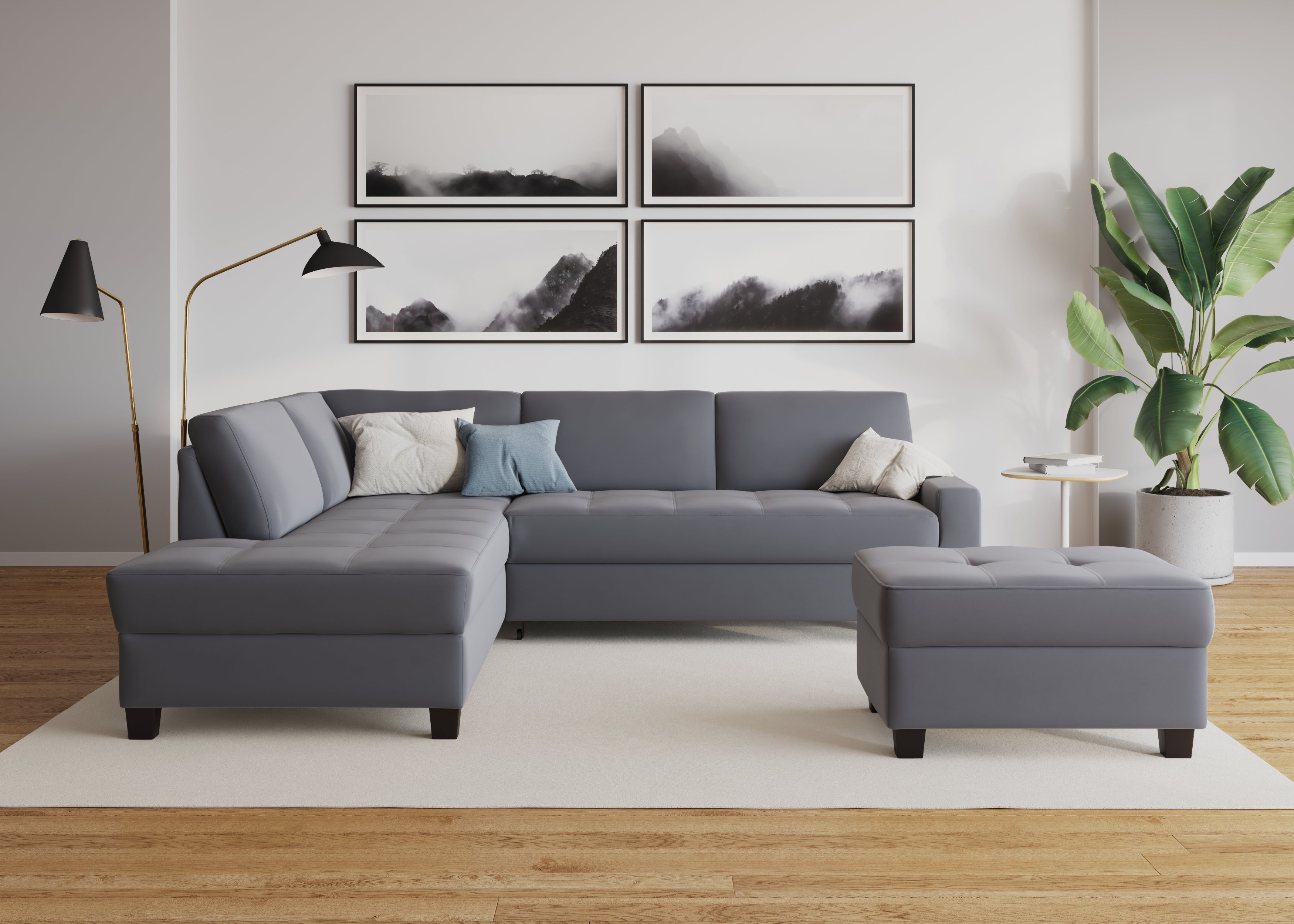 DOMO collection Hoekbank Florentina tijdloos en elegant, zitnaden als designelement, L-vorm keuze met slaapfunctie, met contrastnaad, comfortabele zithoogte 47 cm
