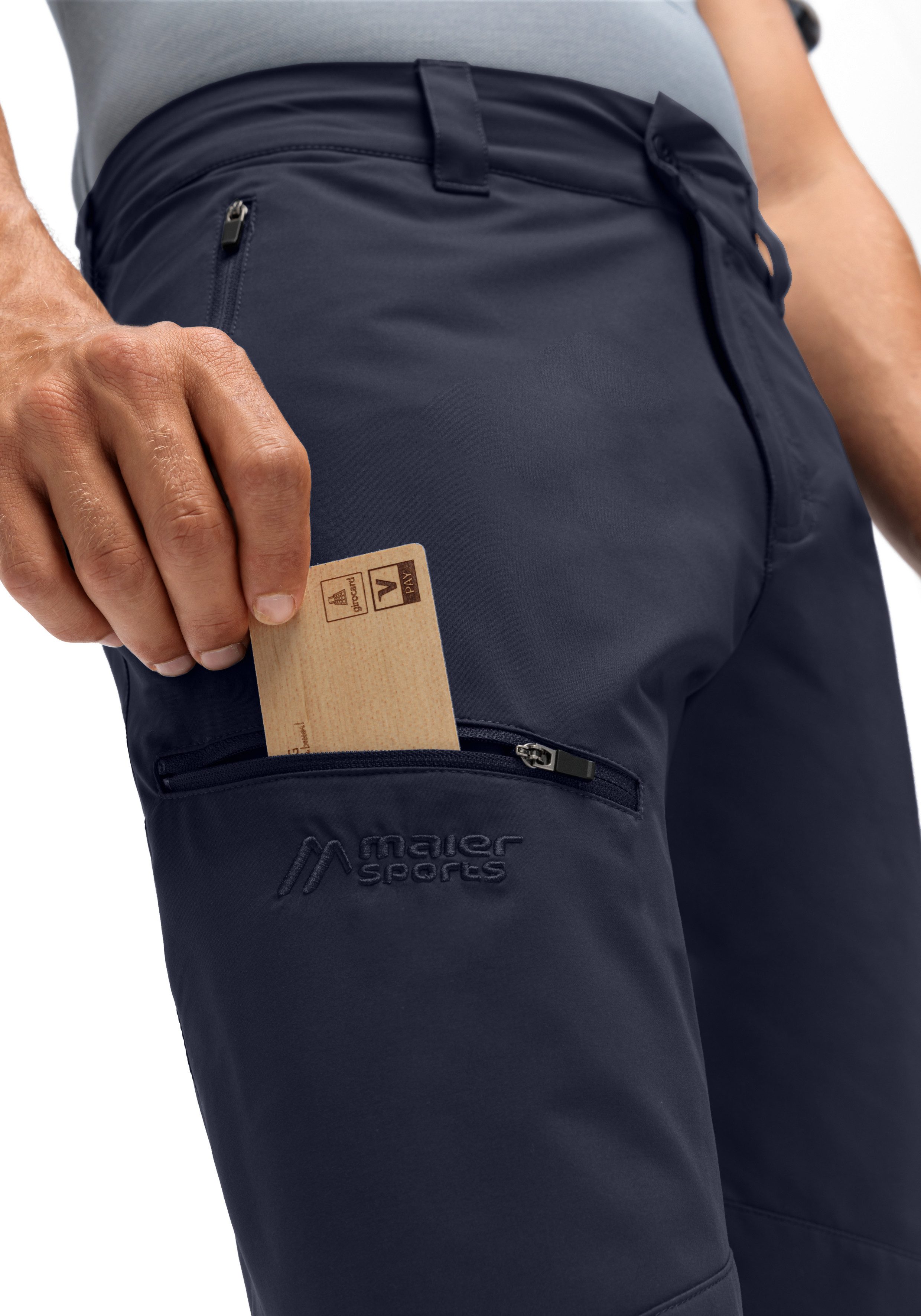 Maier Sports Outdoorbroek Nil Loop Heren wandelbroek, functionele broek met zakken + riem, regular fit