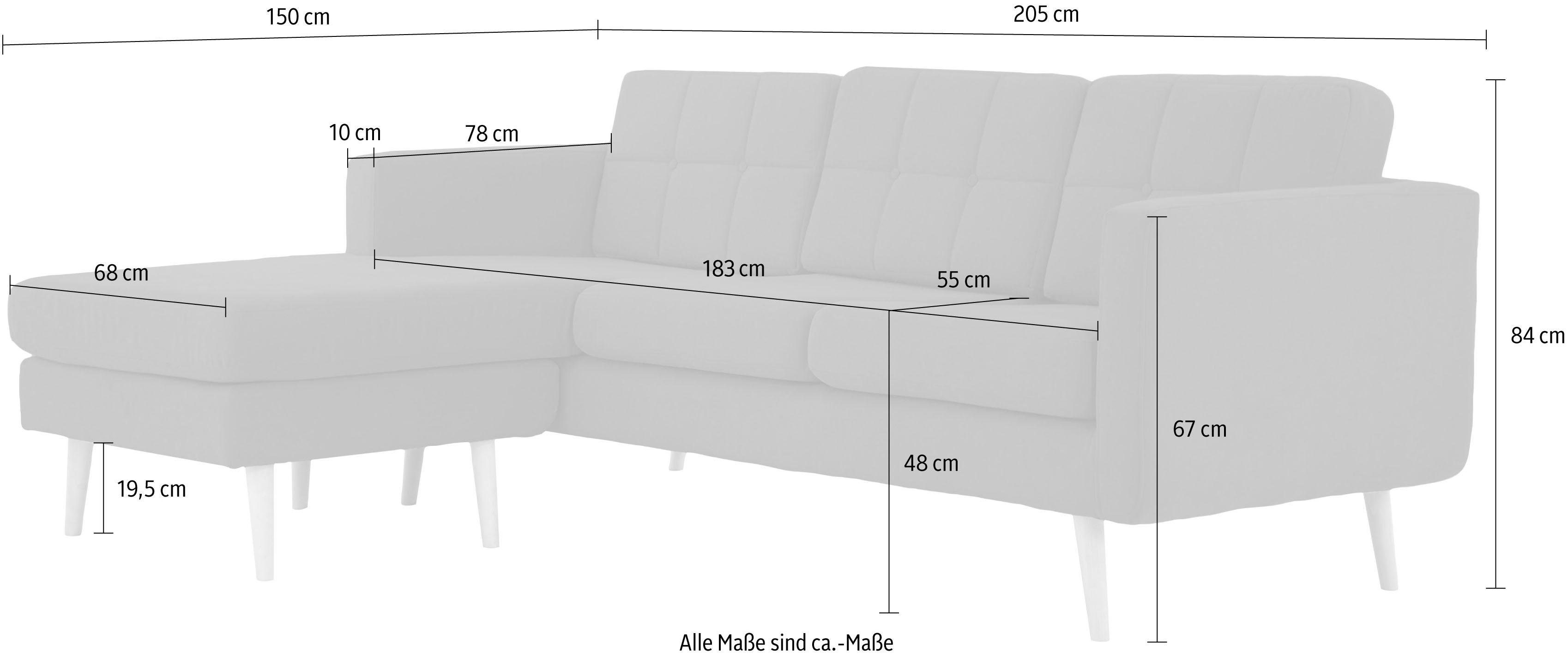 Home affaire Hoekbank Brest L-vorm met capitonnage en stiksels achter, strak design