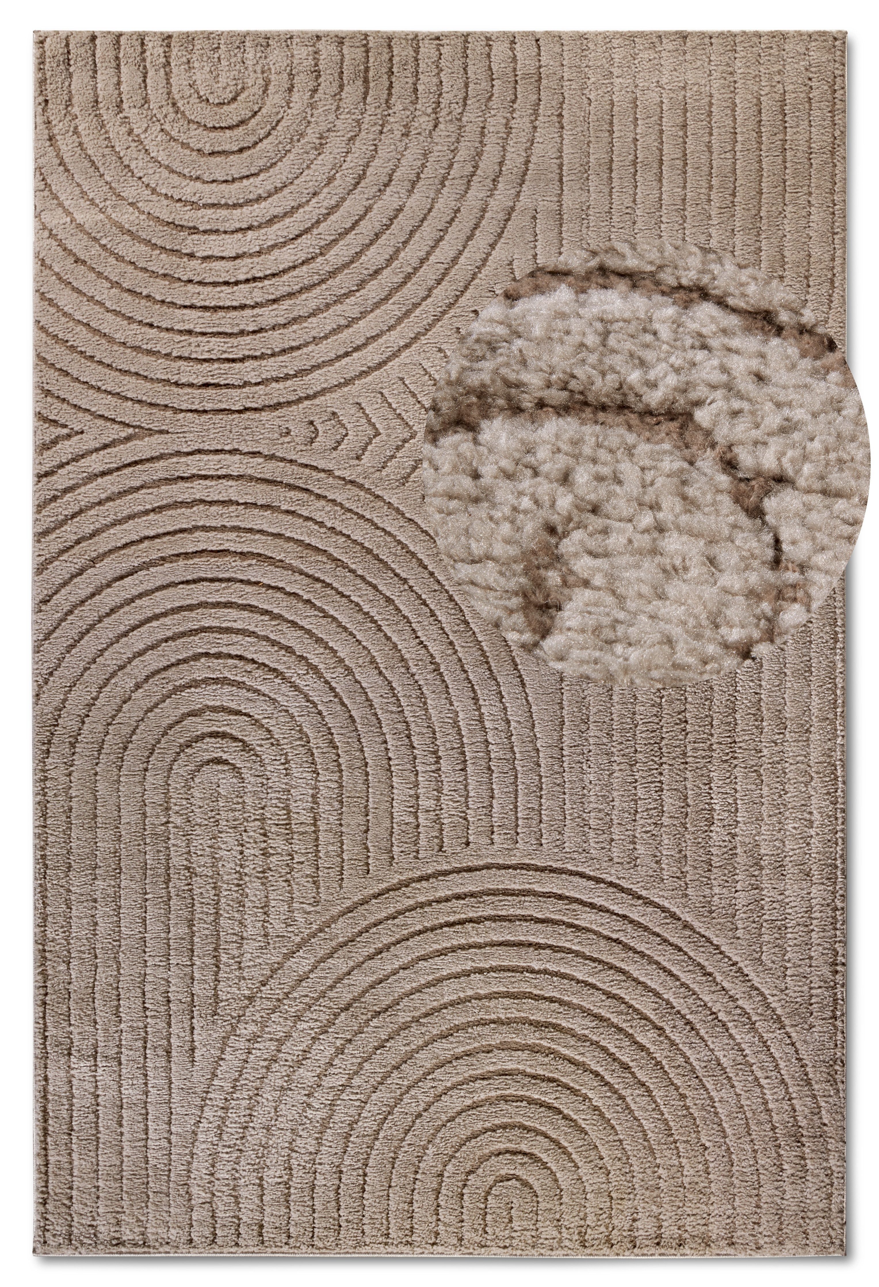 ELLE DECORATION Design-vloerkleed Cosy Panglao, ook als rond tapijt verkrijgbaar uni laagpolig, hoog-laag structuur, modern, scandi, boho, woonkamer