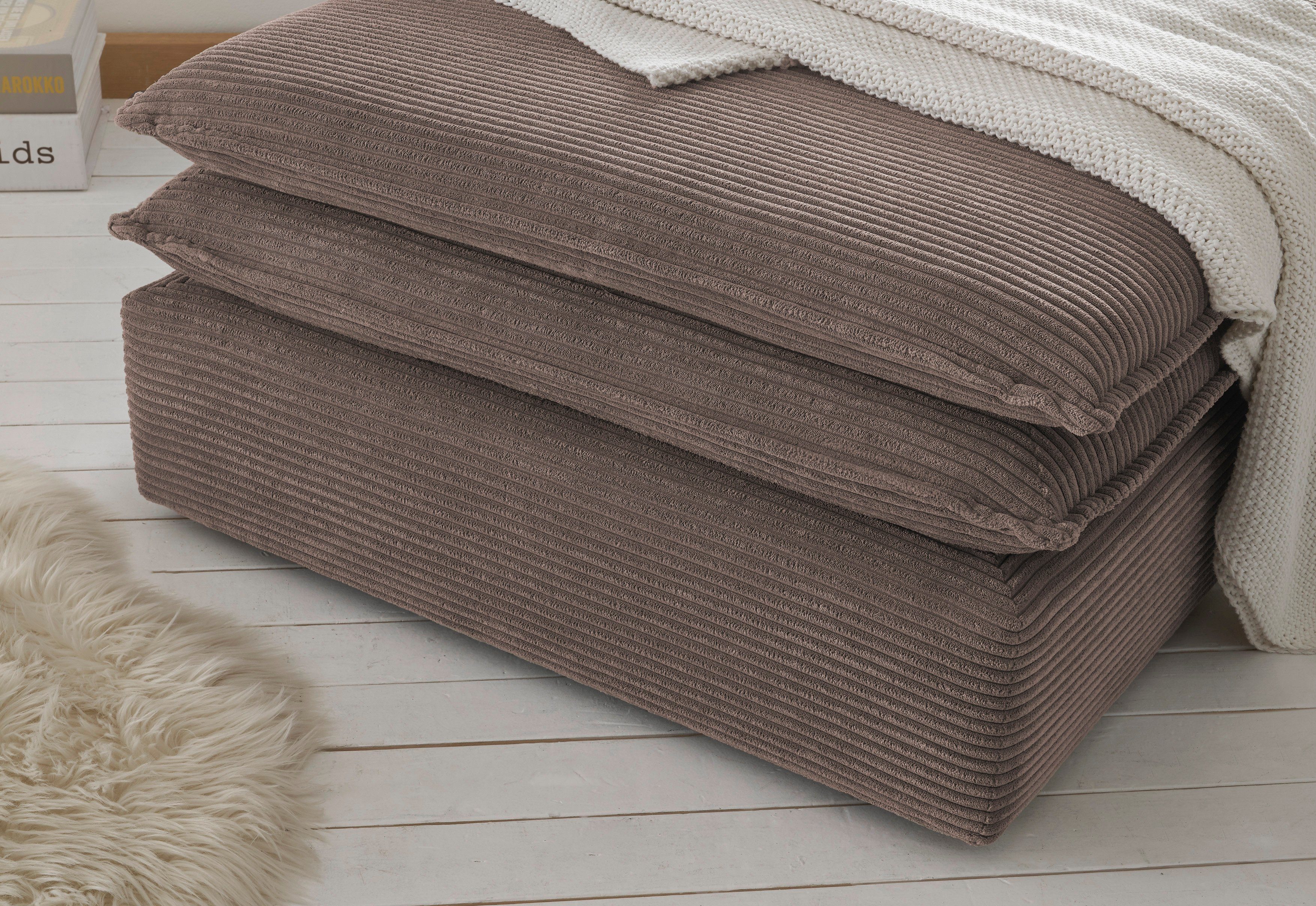 Places of Style Zithoek PIAGGE 3-zitsbank met slaapfunctie en loveseat-hocker als set (2-delig)