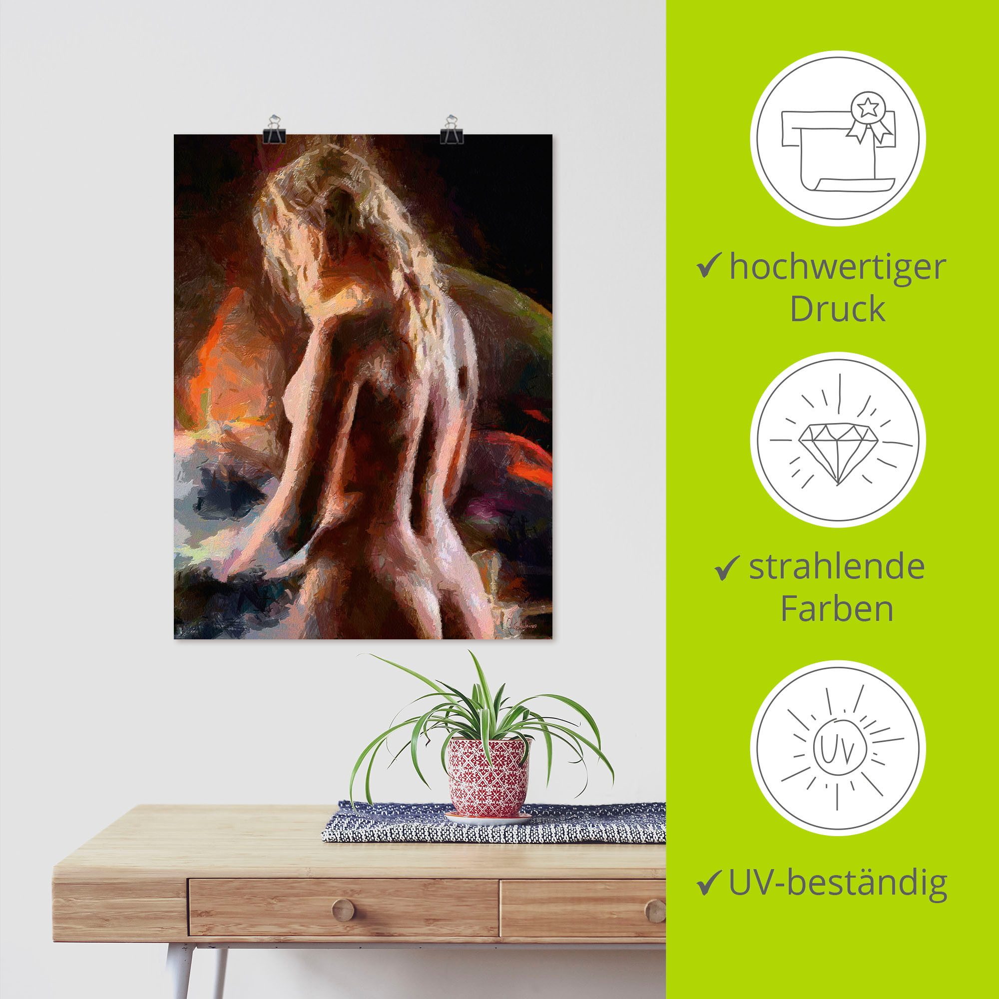 Artland Poster Naakt van achteren als artprint van aluminium, artprint op linnen, muursticker of poster in verschillende maten