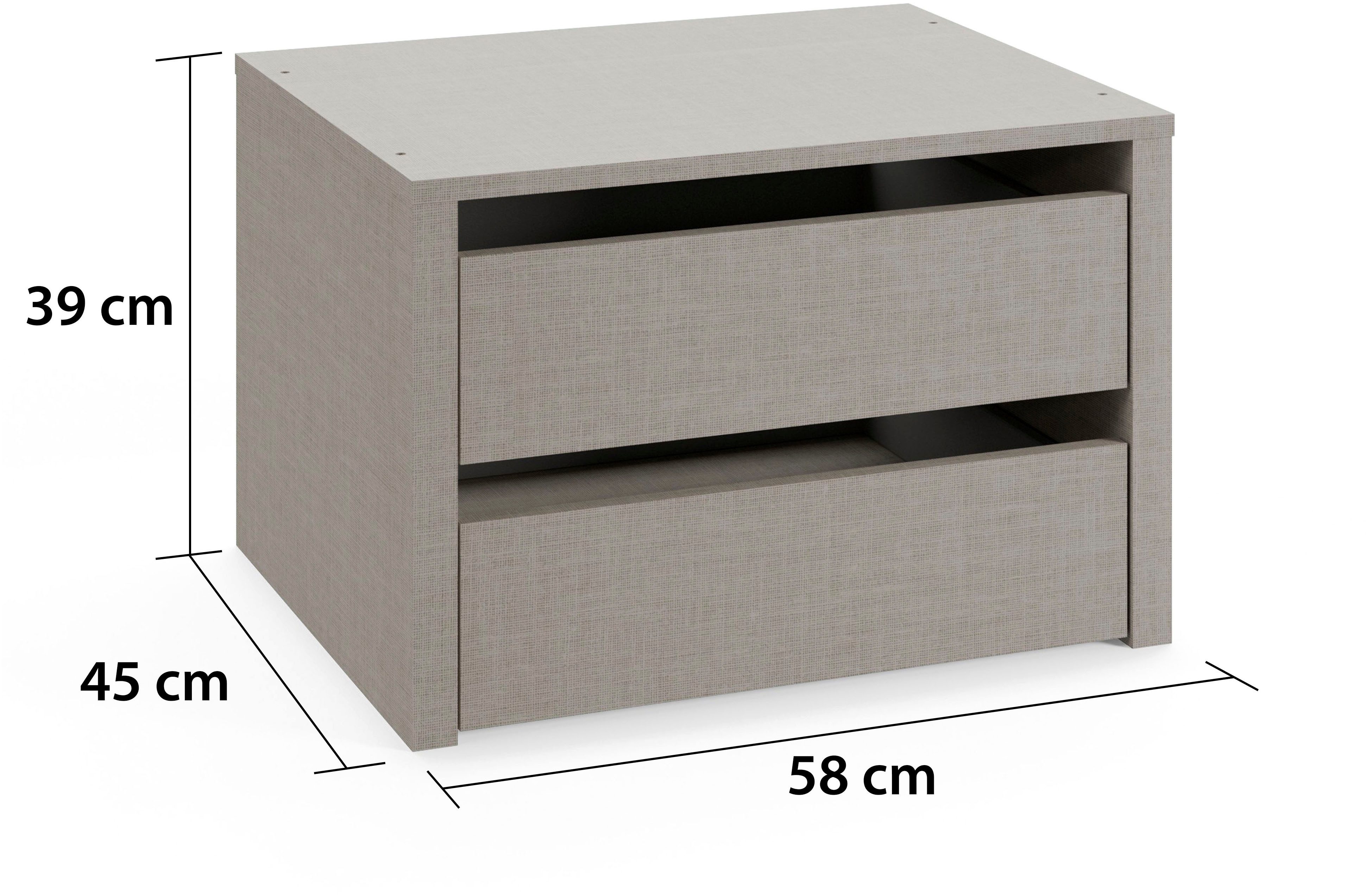Lade-inzet Paully Breedte 58 cm diepte 45 cm voor schuifdeurkasten serie "Paully"
