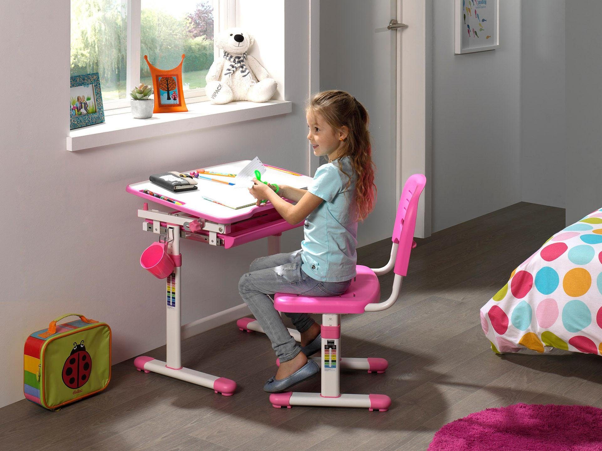 Vipack Kinderbureau Comfortline Scholierenbureau, ergonomisch in hoogte verstelbaar, met bergruimte (set)