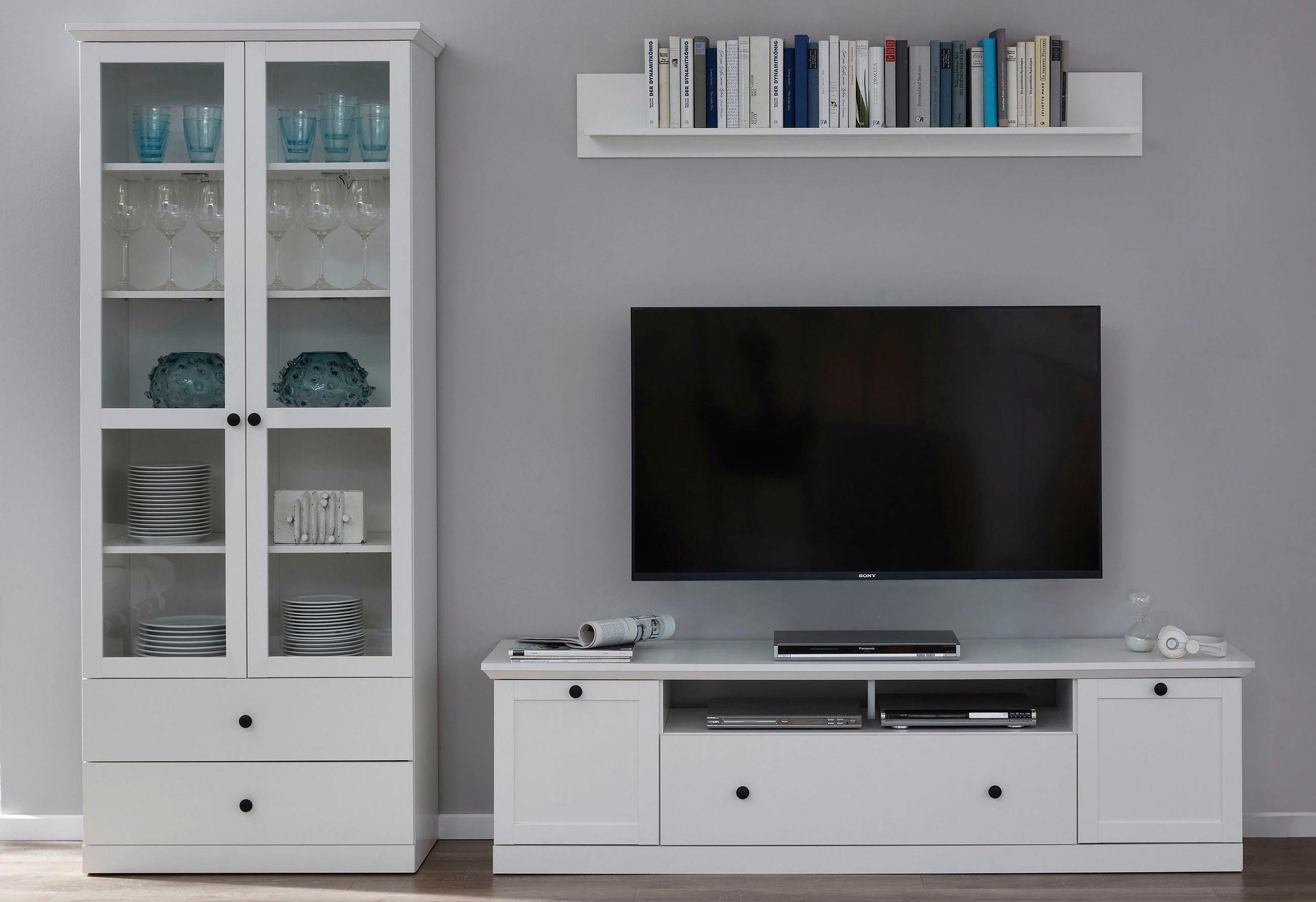 Home affaire Wandmeubel Örebro tijdloze landelijke stijl, volledig uittrekbaar, verlichting optioneel (set, 3-delig) tv-wandmeubels wit