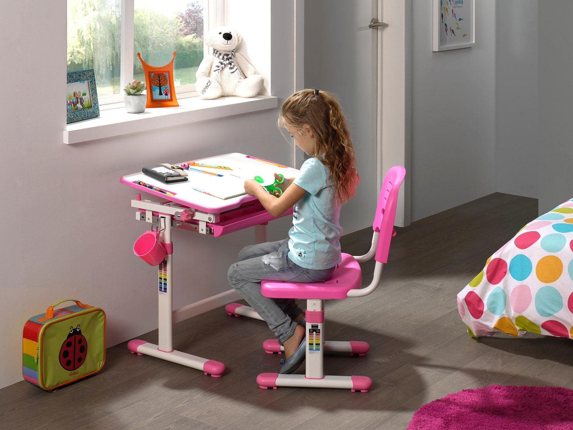 Vipack Kinderbureau Comfortline Scholierenbureau, ergonomisch in hoogte verstelbaar, met bergruimte (set)