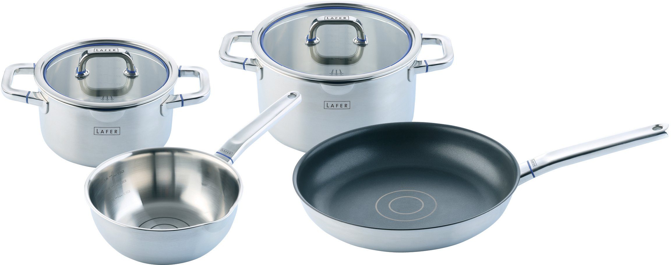 Johann Lafer Pannenset Lafer Inductie (set, 6-delig) pannensets zilver(kleur)