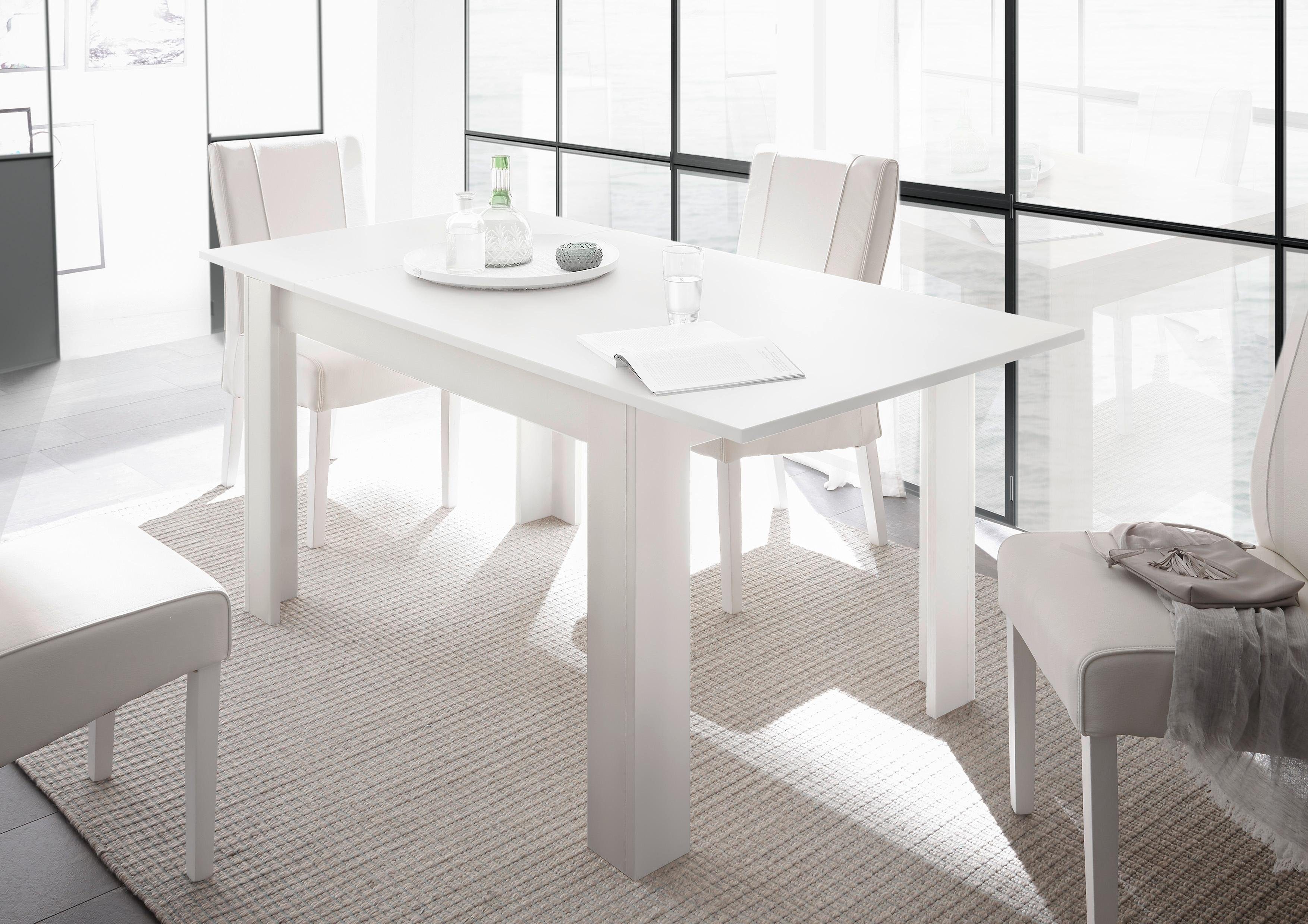 INOSIGN Eettafel Firenze Breedte 137-185 cm, inclusief insteekblad eettafels wit