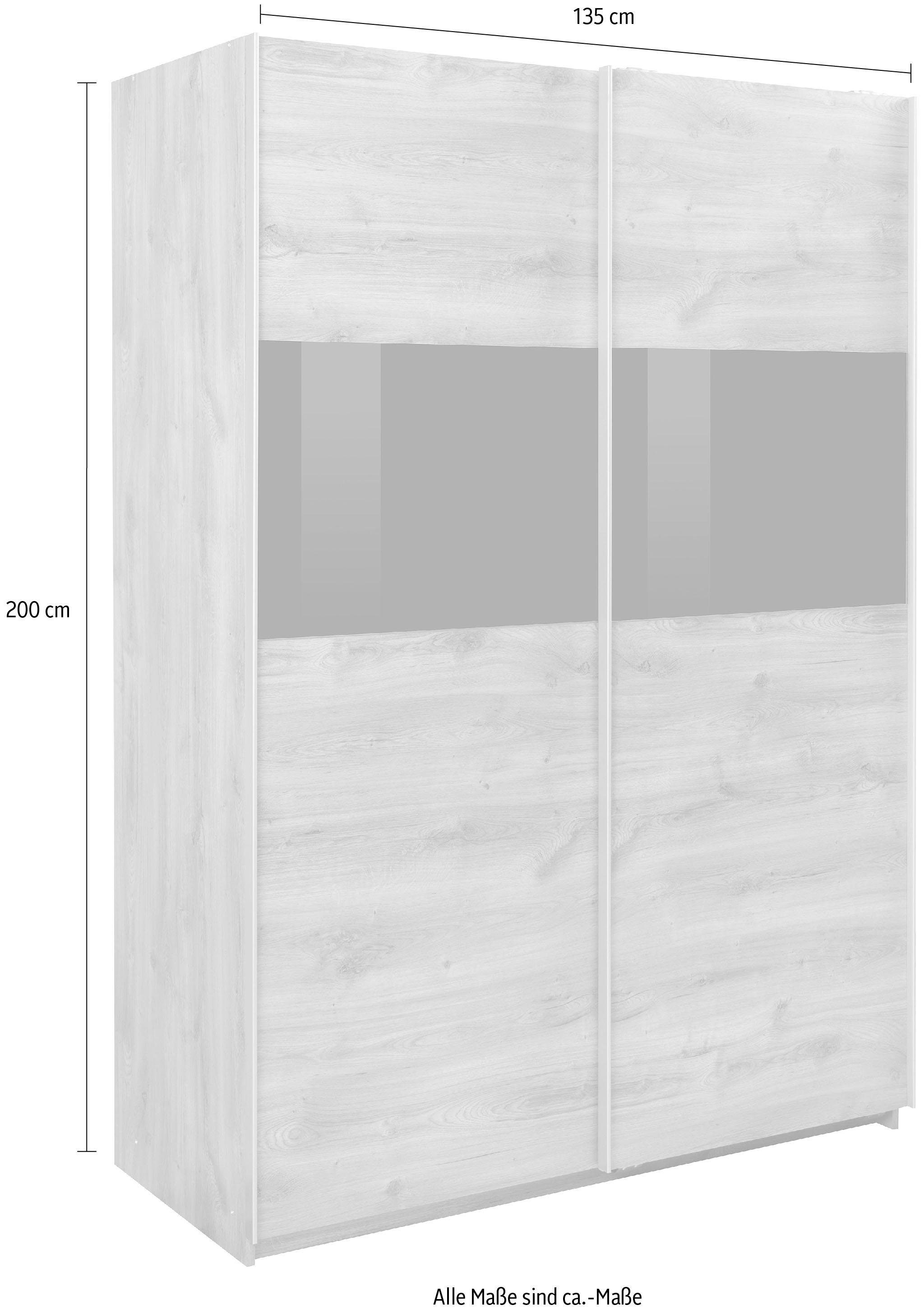 Wimex Zweefdeurkast Bramfeld TOPSELLER Kledingkast met glaselementen en extra planken