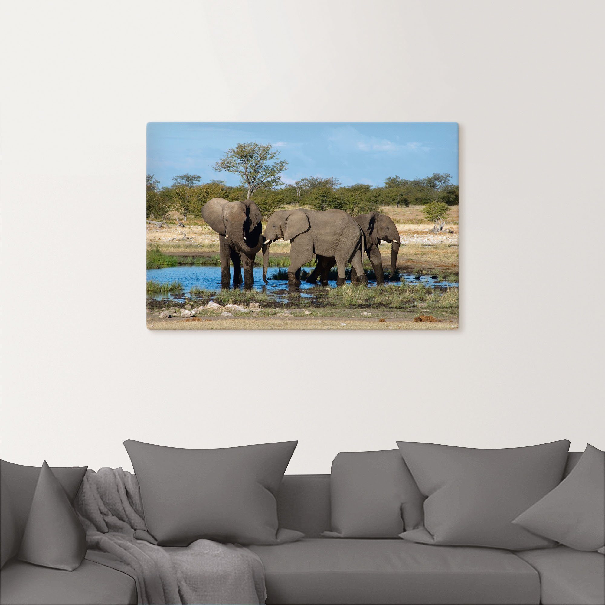 Artland Artprint Afrikaanse olifant EtoshaNationalpark als artprint op linnen, muursticker in verschillende maten