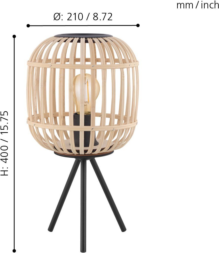 EGLO Tafellamp BORDESLEY Tischlampe, E27, Stahl und Holz, Wohnzimmerlampe, Lampe