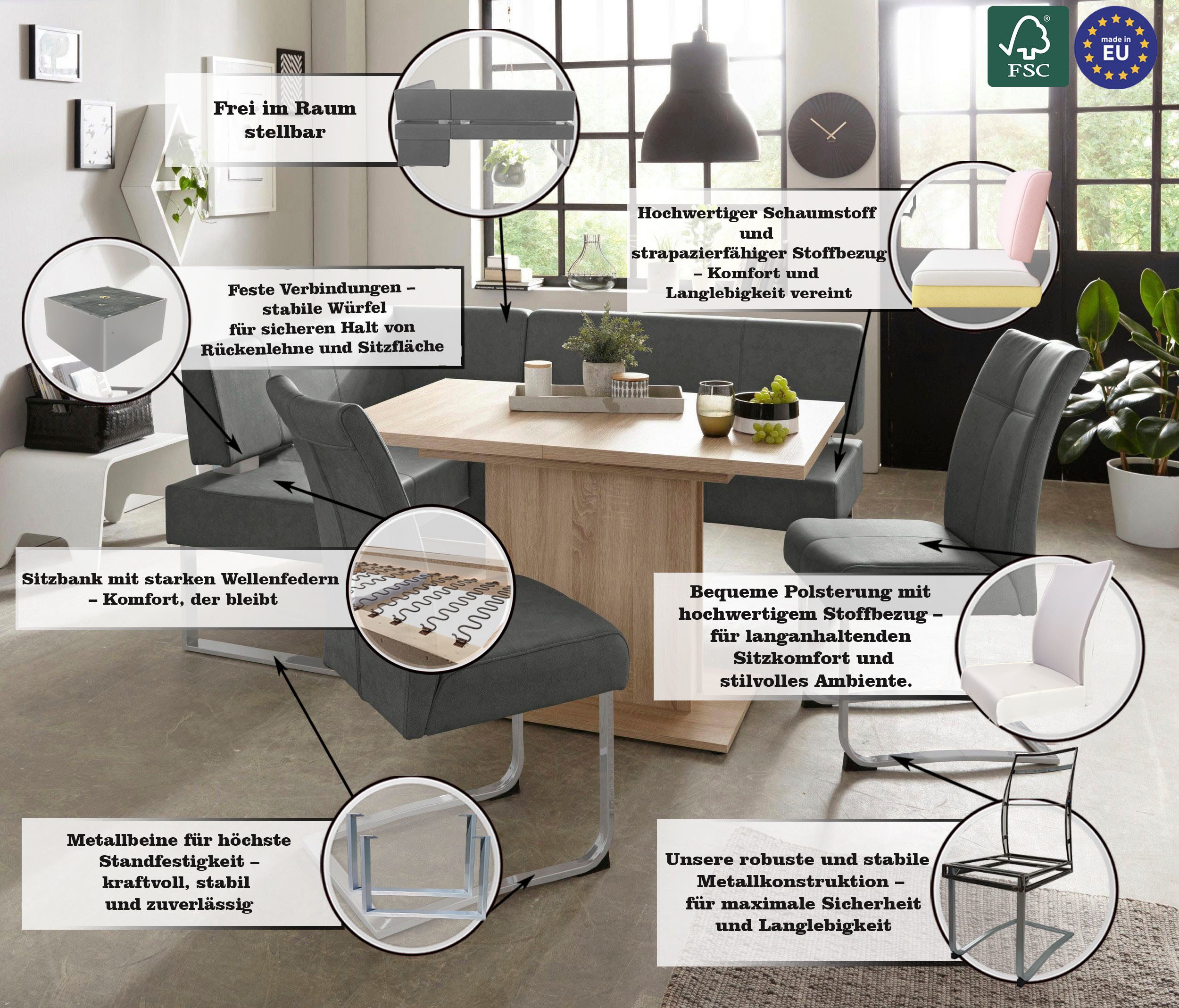 Home affaire Hoekbank RAB in 2 breedten (180 of 200 cm), bekleding in verschillende kwaliteiten