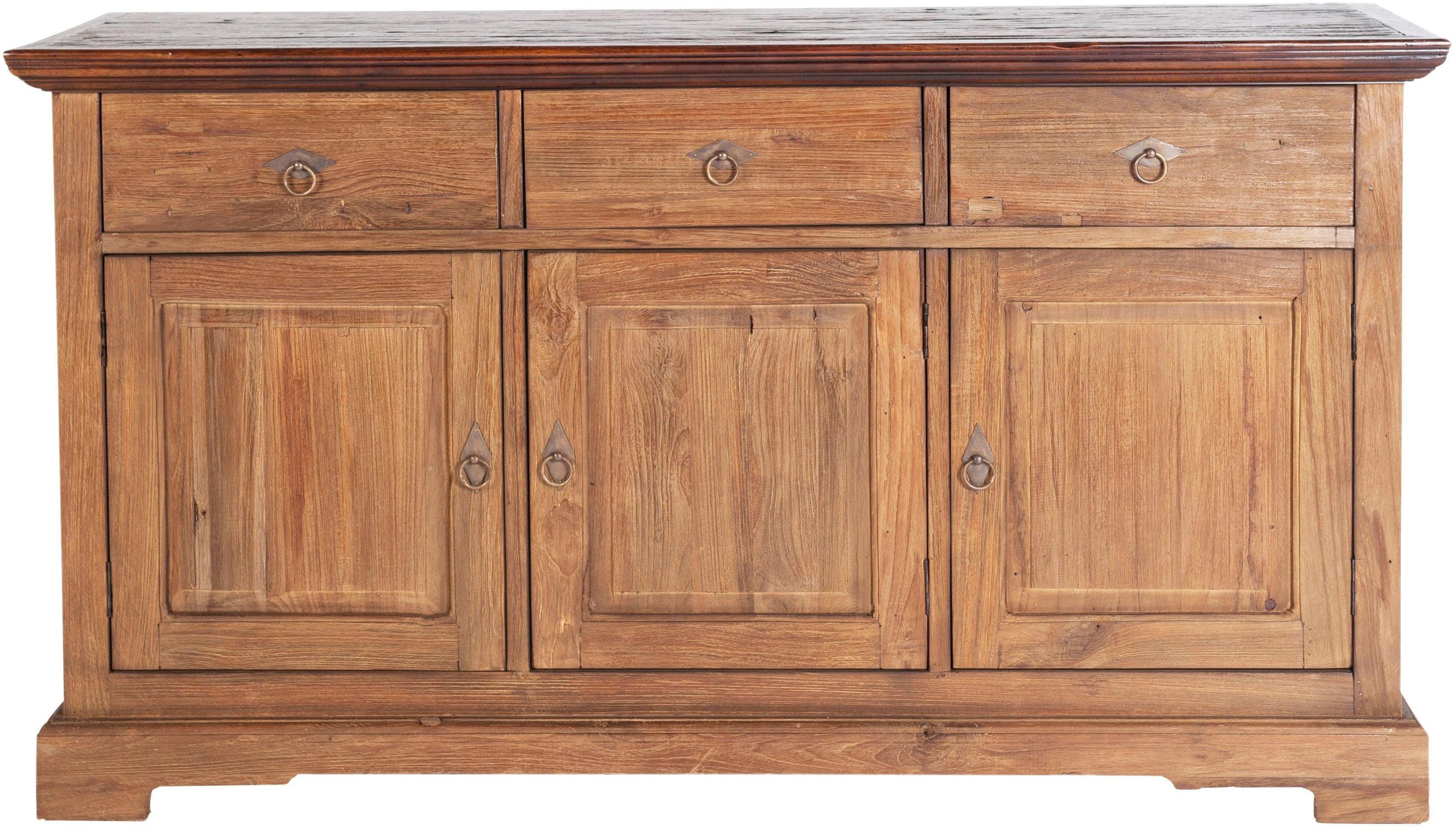 SIT Dressoir Seadrift van gerecycled gebruikt hout teak, shabby chic, vintage dressoirs maat 148x44x83 cm beige