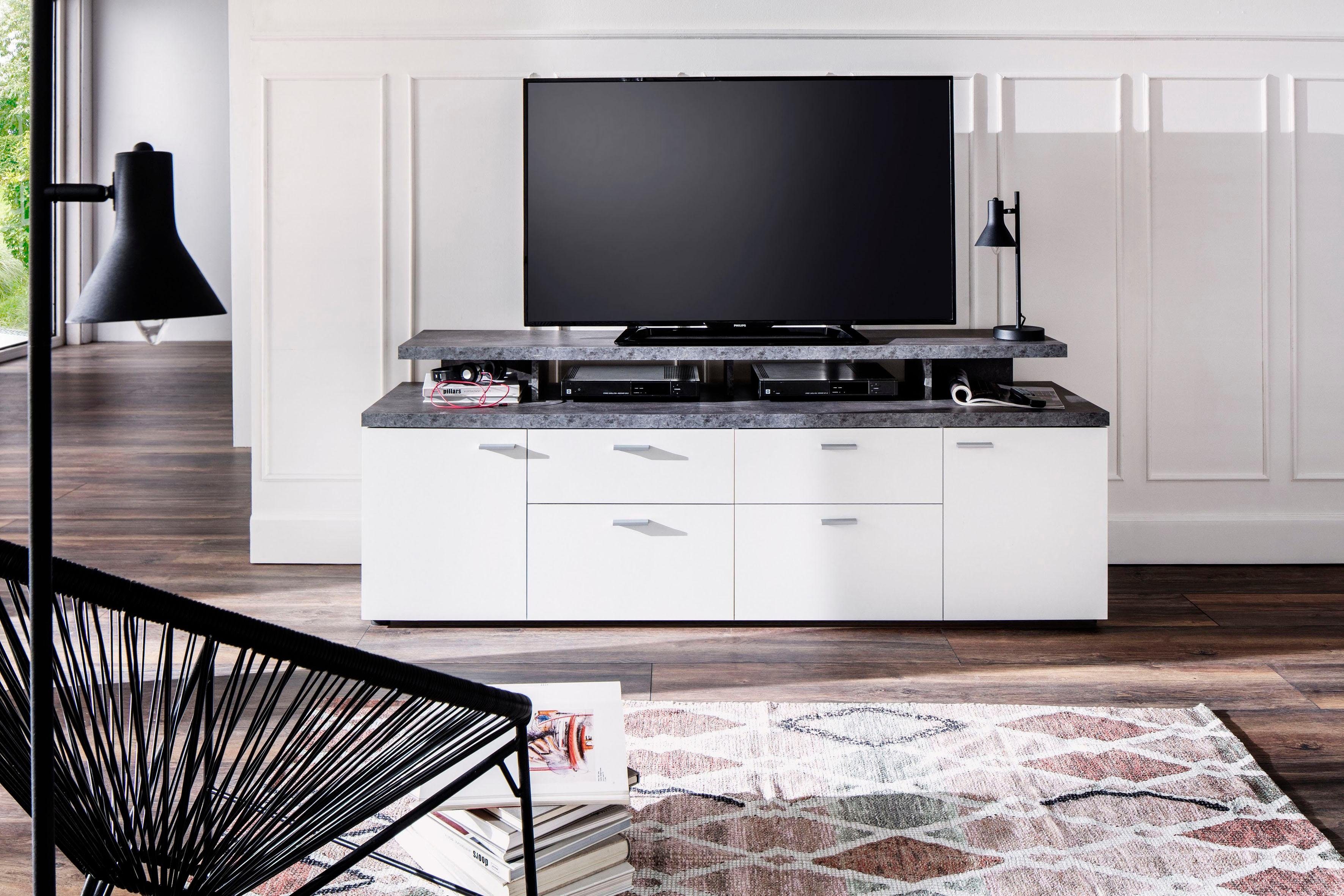 INOSIGN Tv-meubel Messina Lowboard met TV-opzetstuk - Voor televisies tot 60 inch (1 stuk)