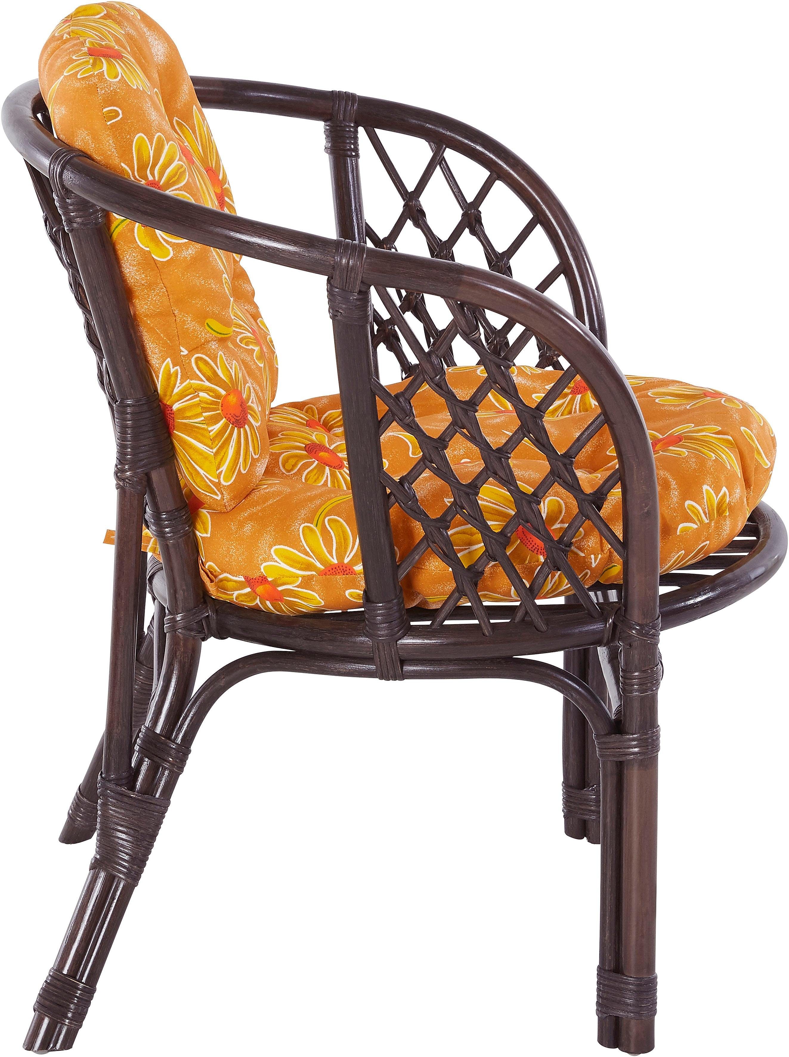 Home affaire Rotanstoel Rotanfauteuil in een set van 2 van rotan en bijpassende kussens, breedte 66 cm