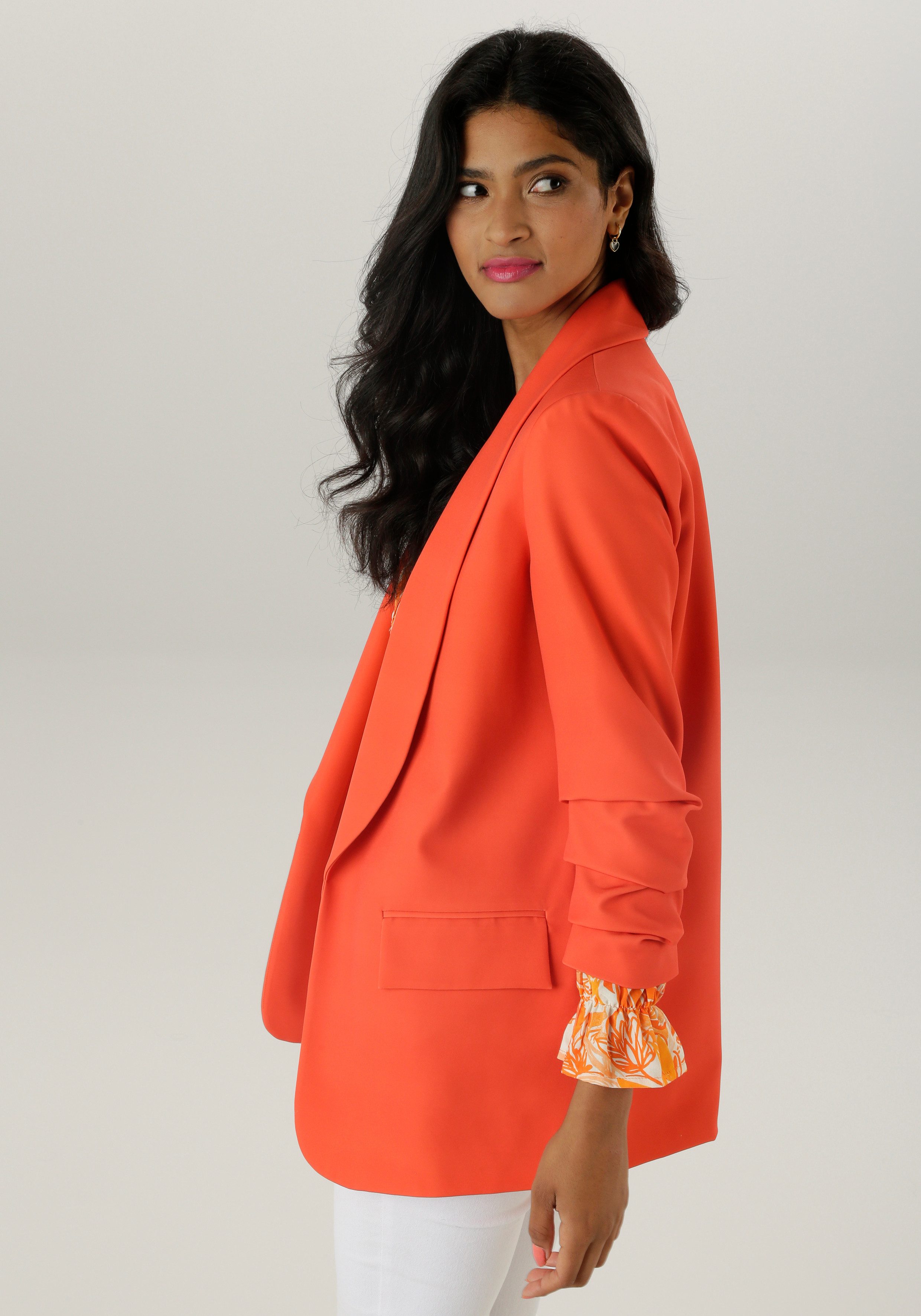 Aniston SELECTED Lange blazer met modieuze reverskraag en gerimpelde mouwen nieuwe collectie