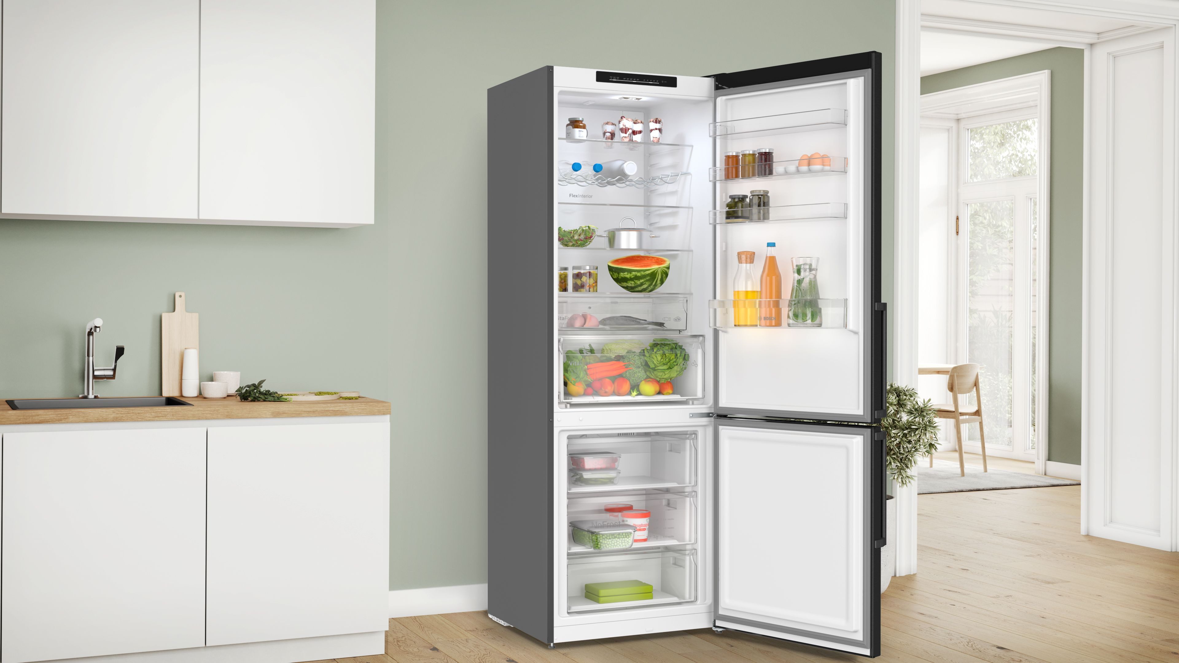BOSCH Koel-vriescombinatie KGN49OXBT vervaardigd van co²-gereduceerde materialen