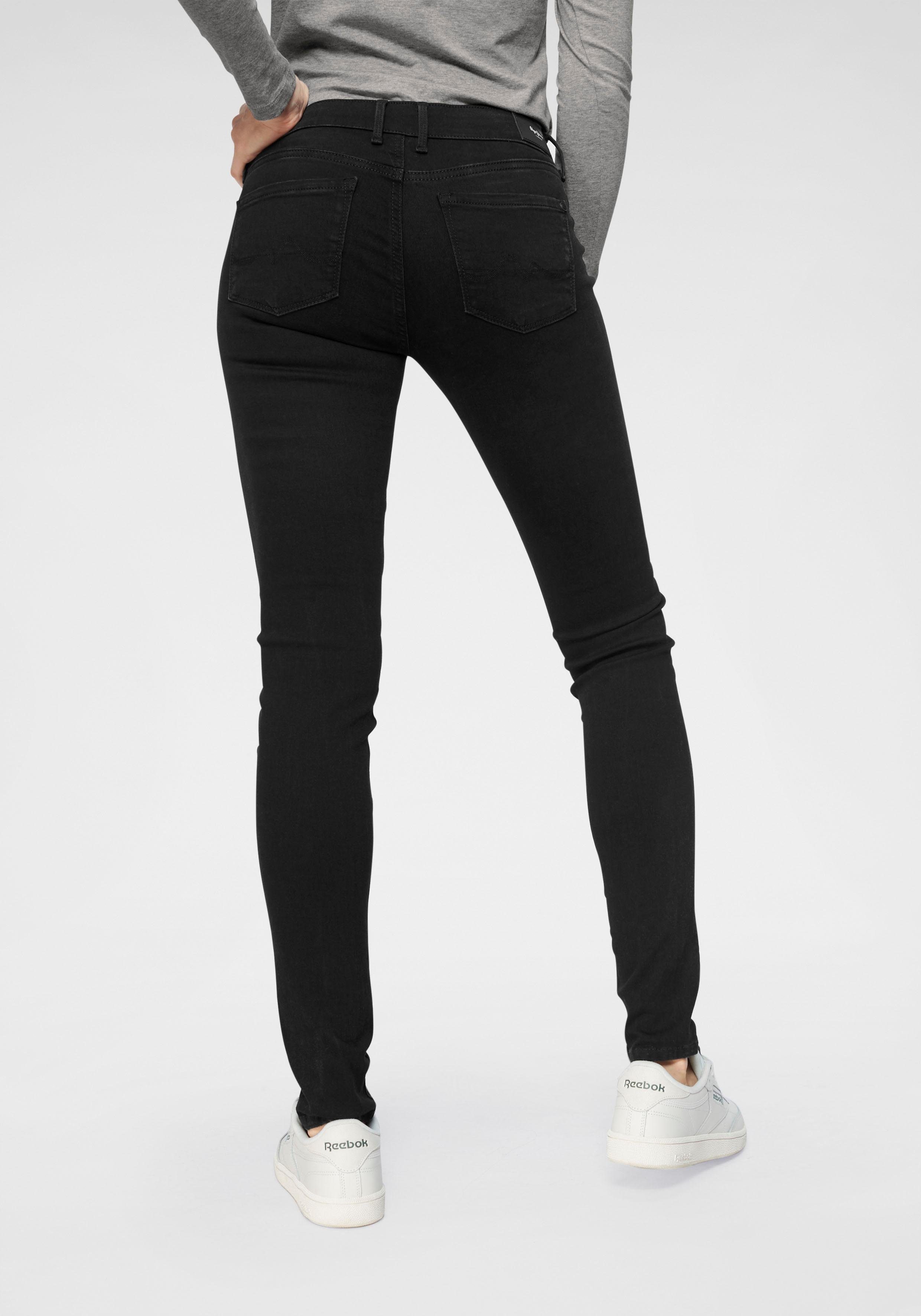Pepe Jeans Skinny fit jeans SOHO in 5-pocketsstijl met 1-knoop en stretchaandeel dames skinny jeans maat 27 zwart