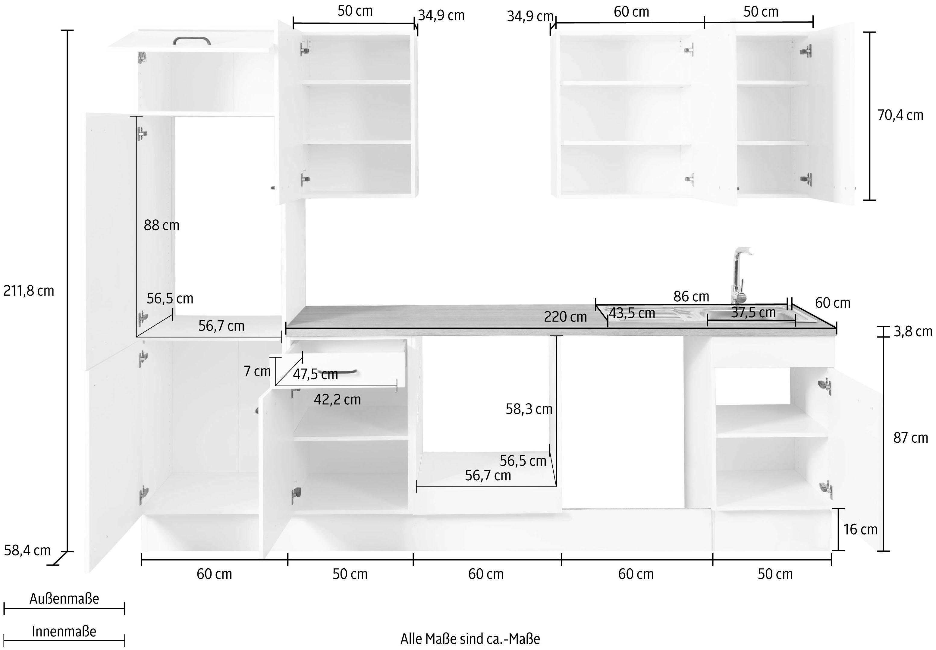 OPTIFIT Keukenblok Elga Premium keuken met soft-close functie, volledig uittrekbaar, breedte 280 cm