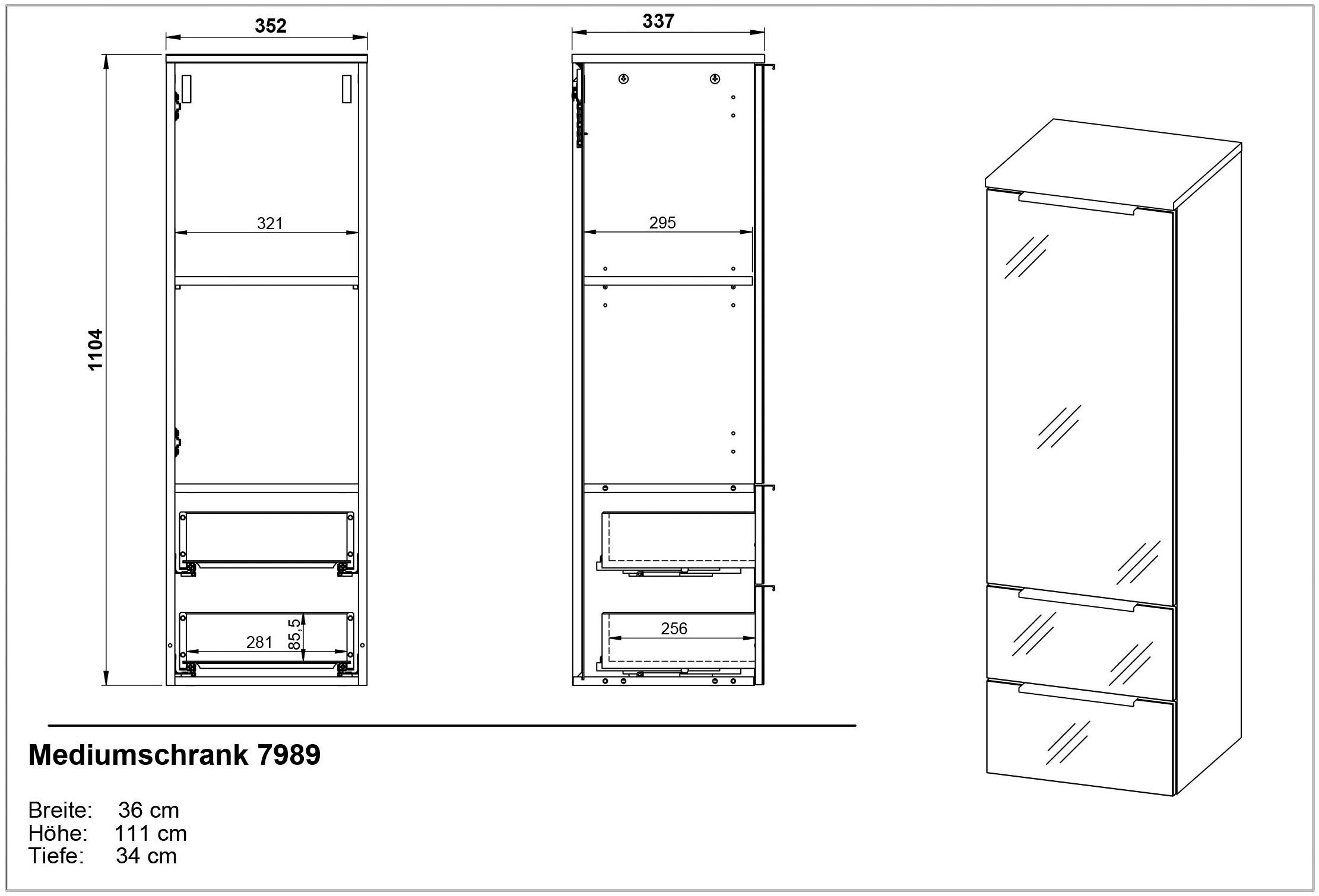GERMANIA Halfhoge kast OAKLAND Kast met 2 laden, een deur en een verstelbare plank