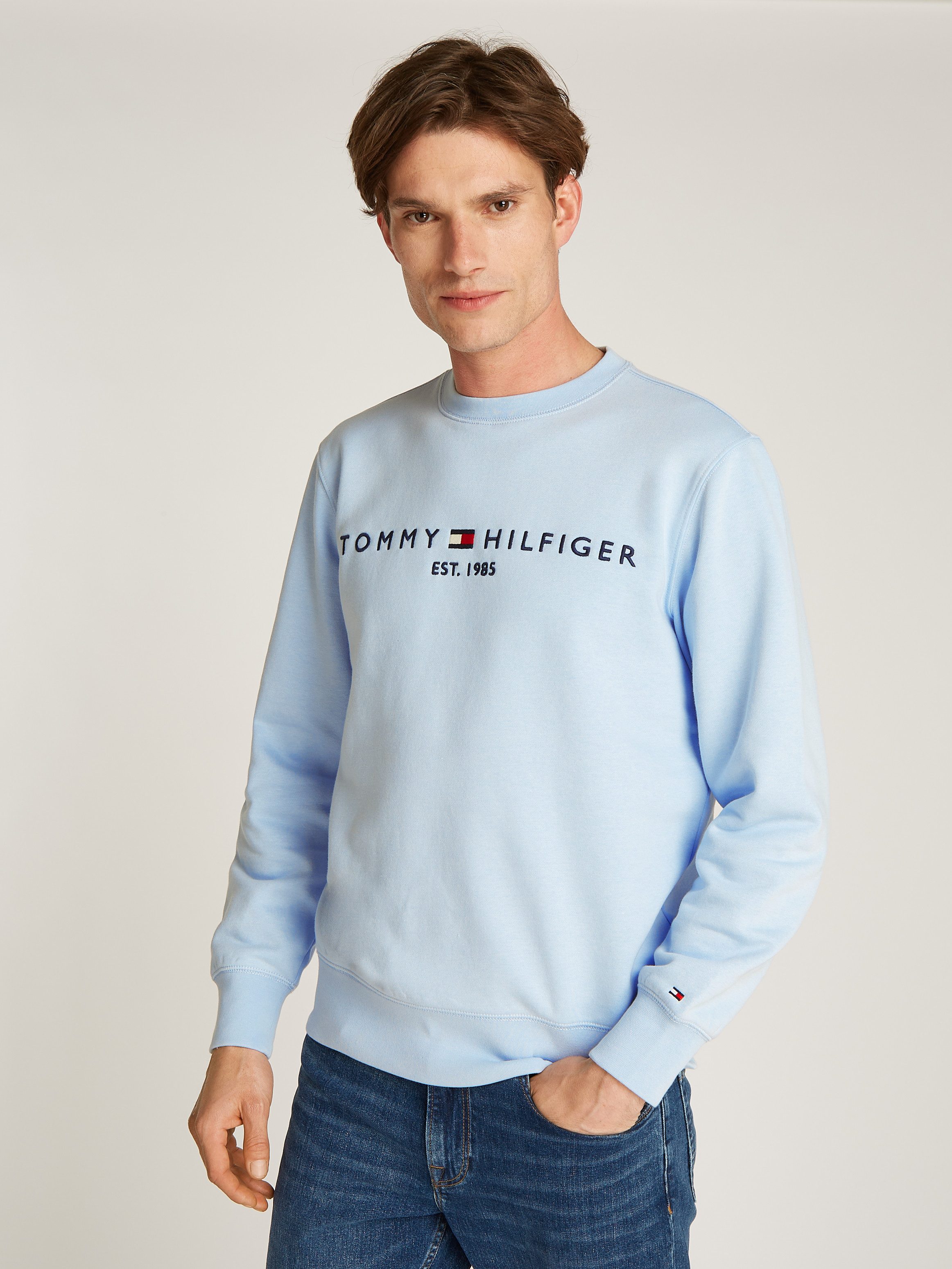 Tommy Hilfiger Sweatshirt TOMMY LOGO SWEATSHIRT met klassieke ronde hals heren sweaters maat XL blauw