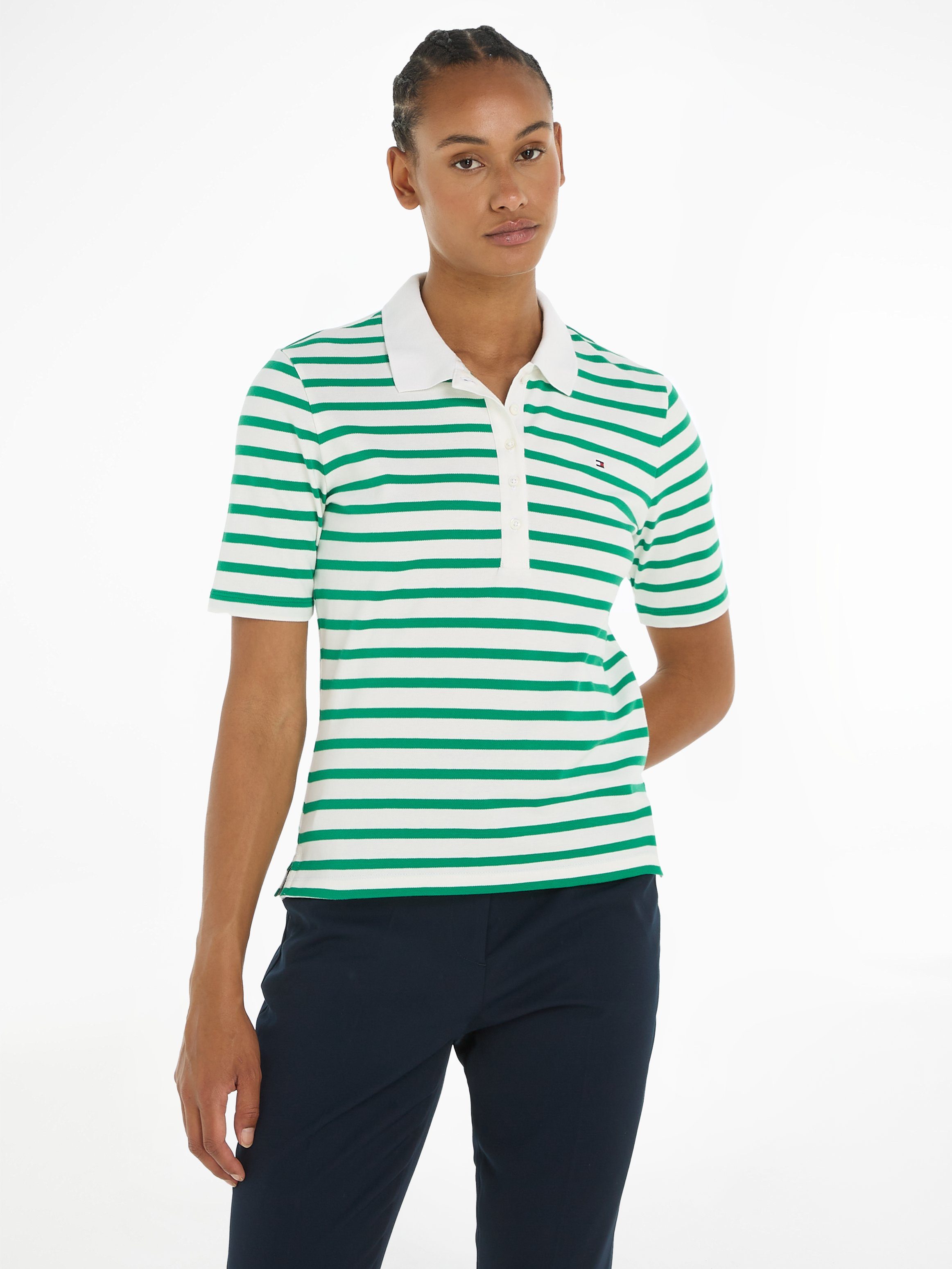 Tommy Hilfiger Poloshirt 1985 REG PIQUE STRIPE POLO SS met discreet geborduurd tommy hilfiger logo