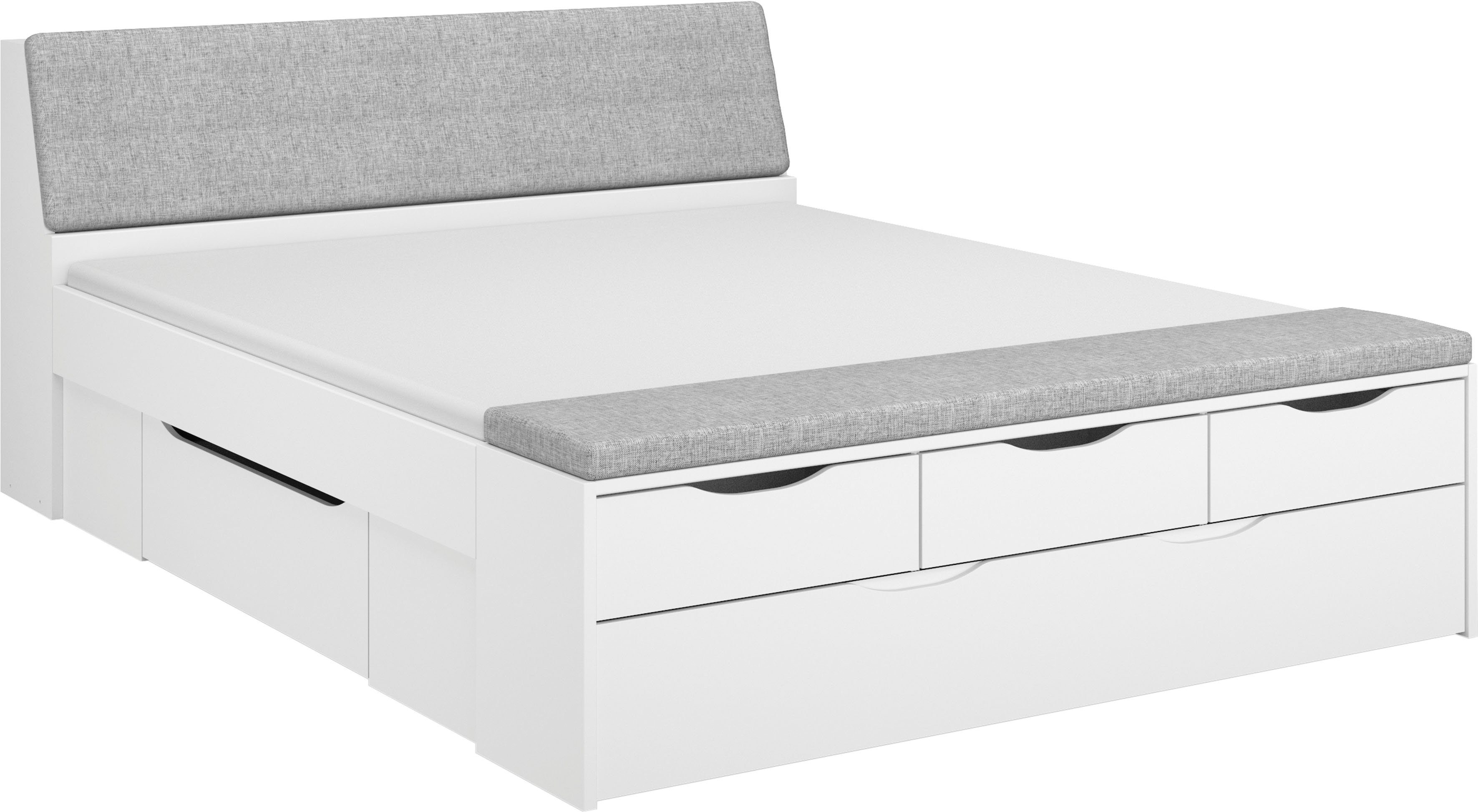 rauch Ledikant met bergruimte Scala-XL incl. bekleed hoofdbord met bergruimte, bedbank met bekleding en laden