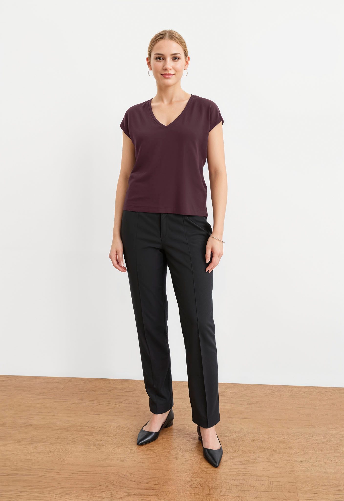Vero Moda Shirt met V-hals VMFILLI SS V-NECK TEE GA NOOS in een materialenmix met tencel™ modal