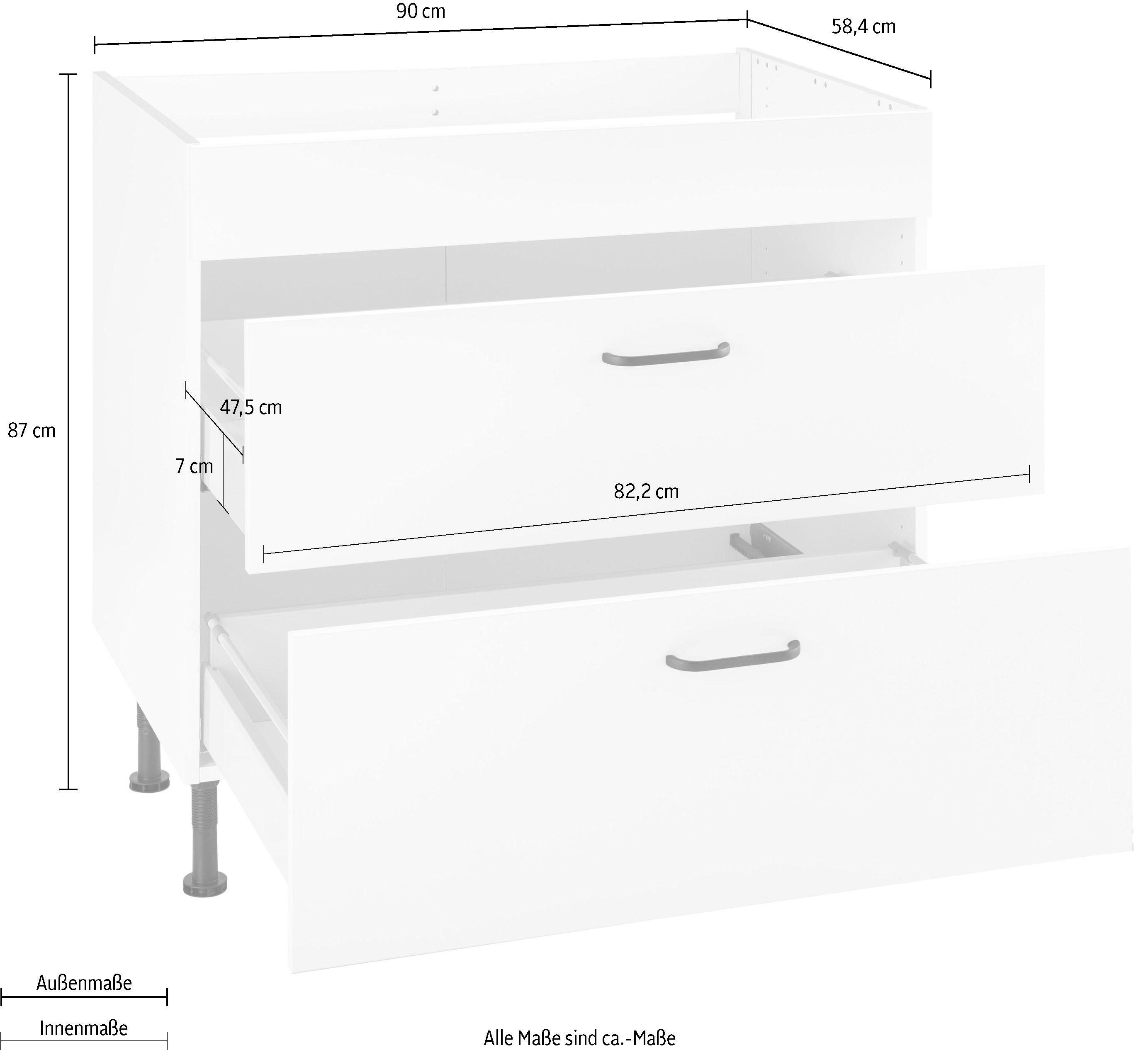 OPTIFIT Ombouwkast voor fornuis Elga met soft-close-functie, in hoogte verstelbare poten, breedte 90 cm