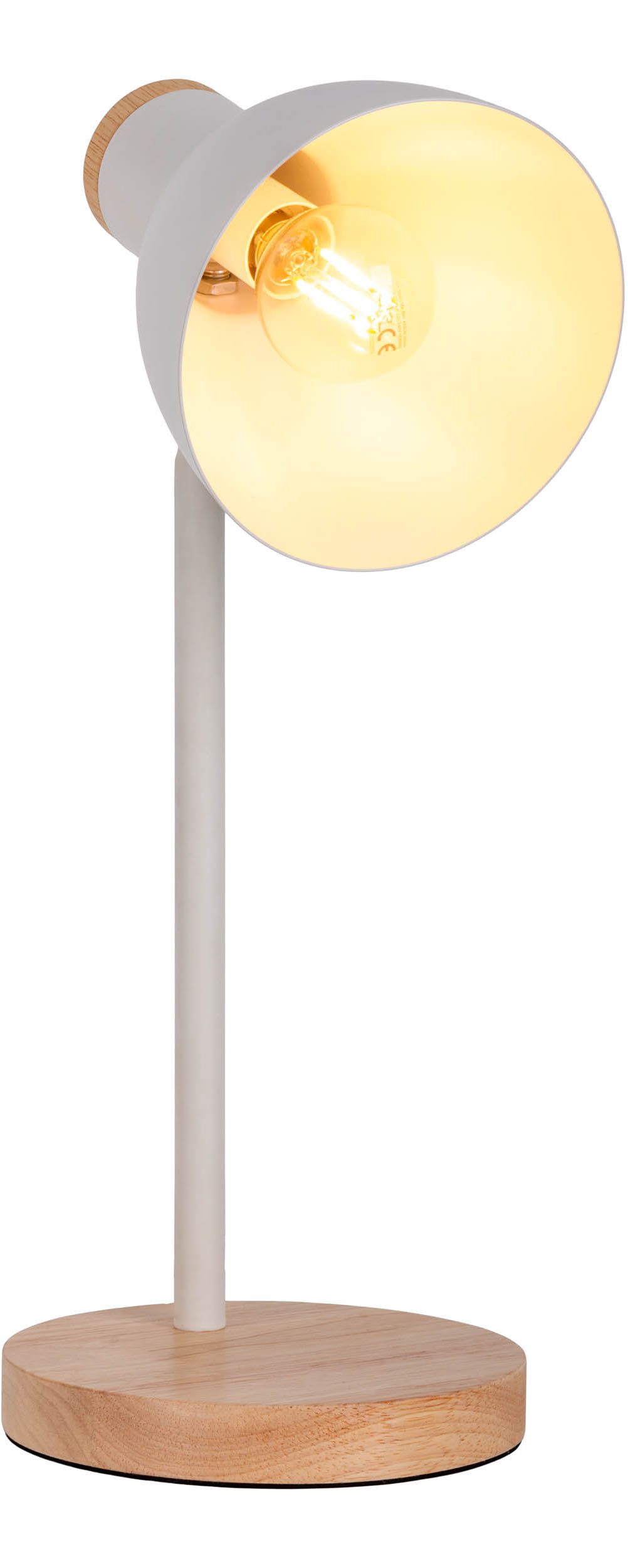 näve Bureaulamp Marie Voet en kap deels van hout, kap flexibel beweegbaar, E14 (1 stuk)