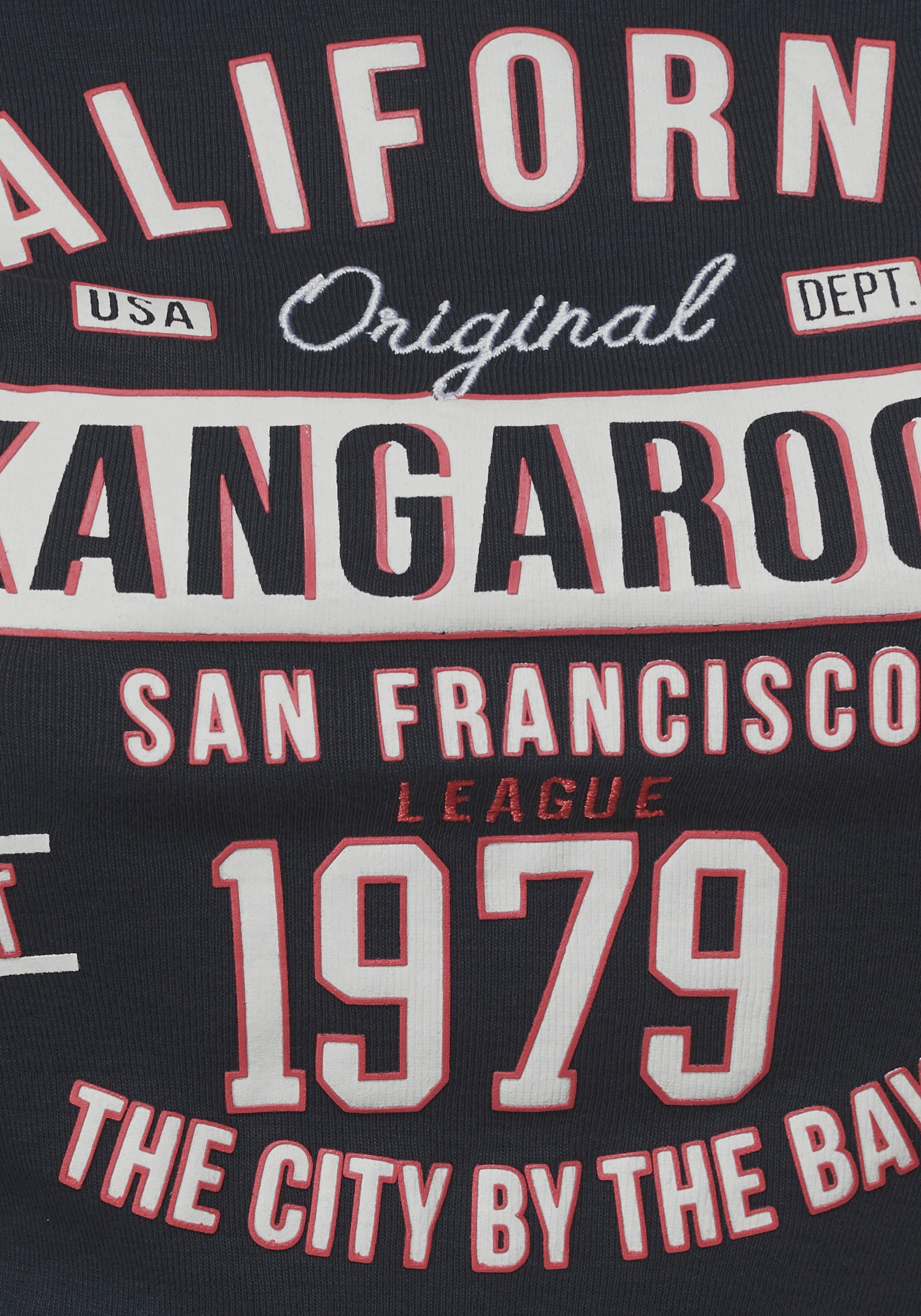 KangaROOS Shirt met lange mouwen Lange mouwen, zeer figuurvolgend, bedrukt en met borduring