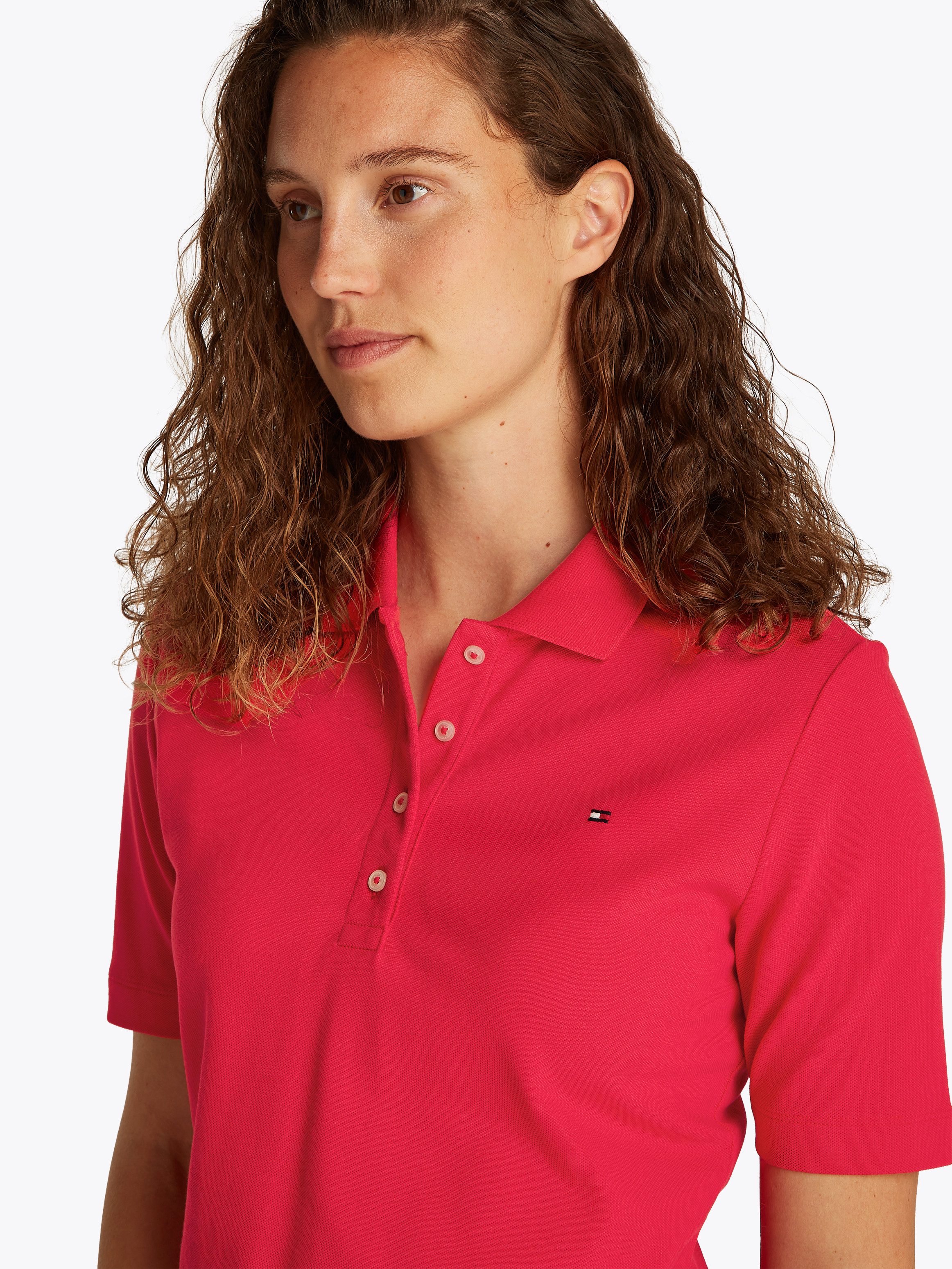 Tommy Hilfiger Poloshirt 1985 Regular Fit Pique Premium Polo met logo-borduursel, met zijsplitten