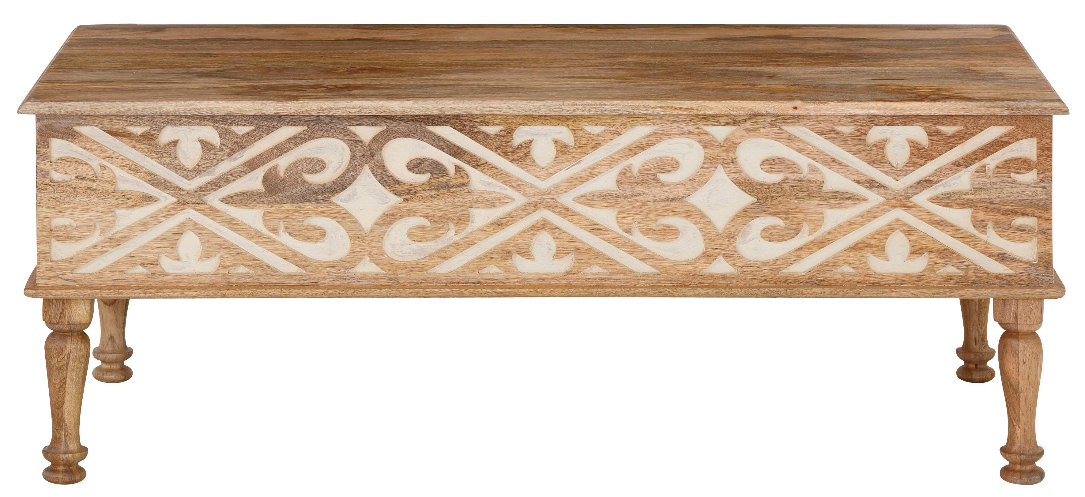 Home affaire Salontafel Spring van massief mangohout met gedetailleerde snijwerk, breedte 120 cm