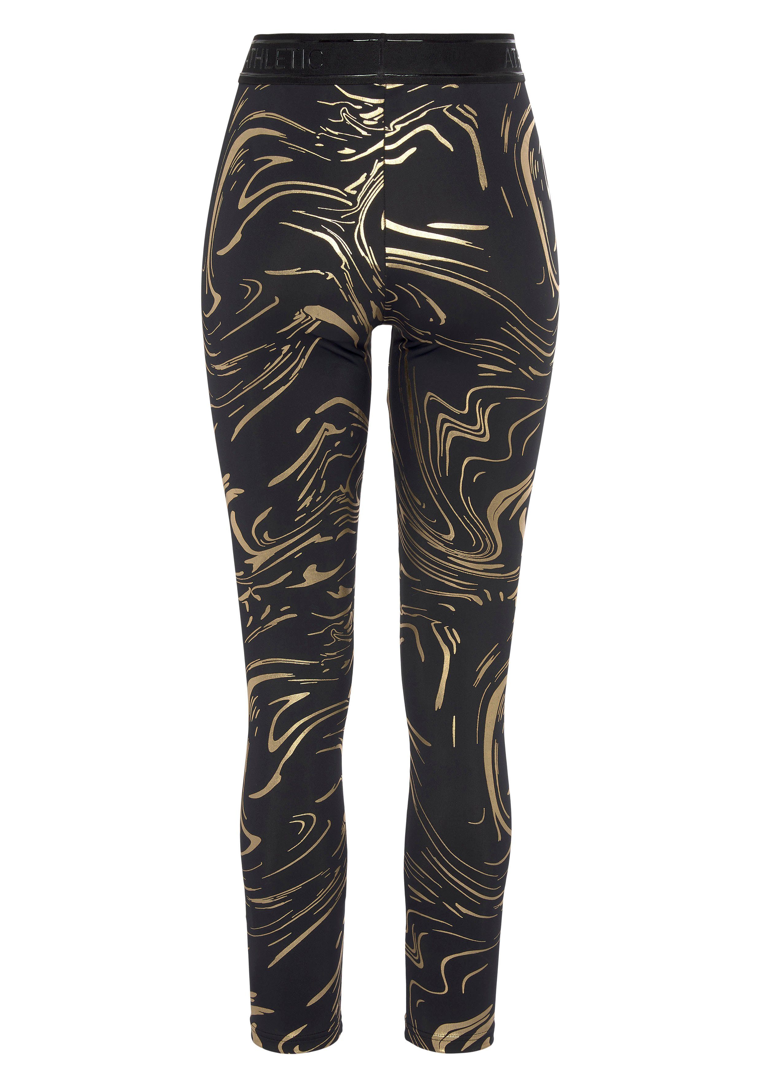 active by Lascana Functionele legging Sportleggings met glanzende print en 3D-tekst