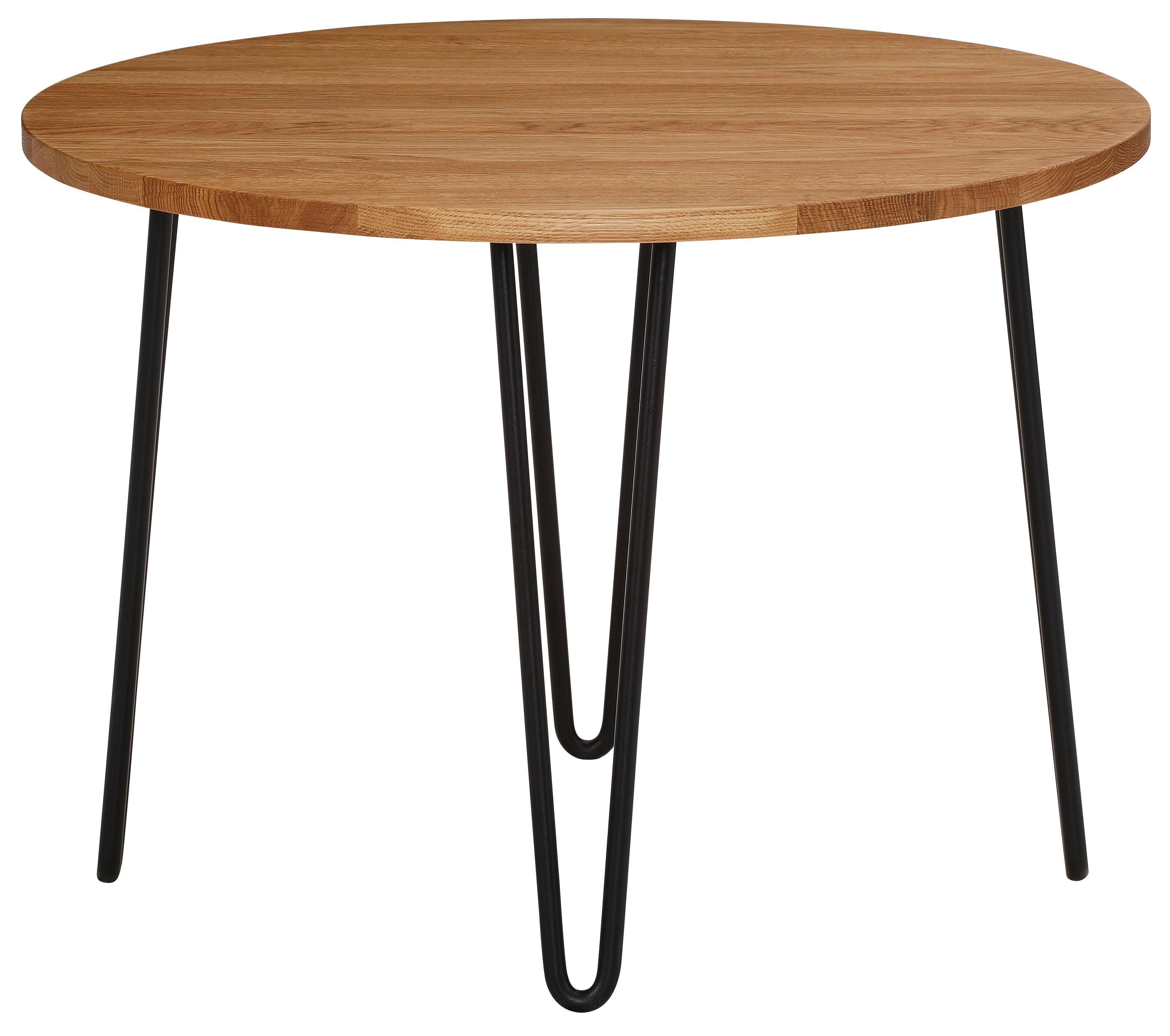 INOSIGN Salontafel Hairpin van massief eiken, met metalen poten, breedte 70 cm. salontafels beige