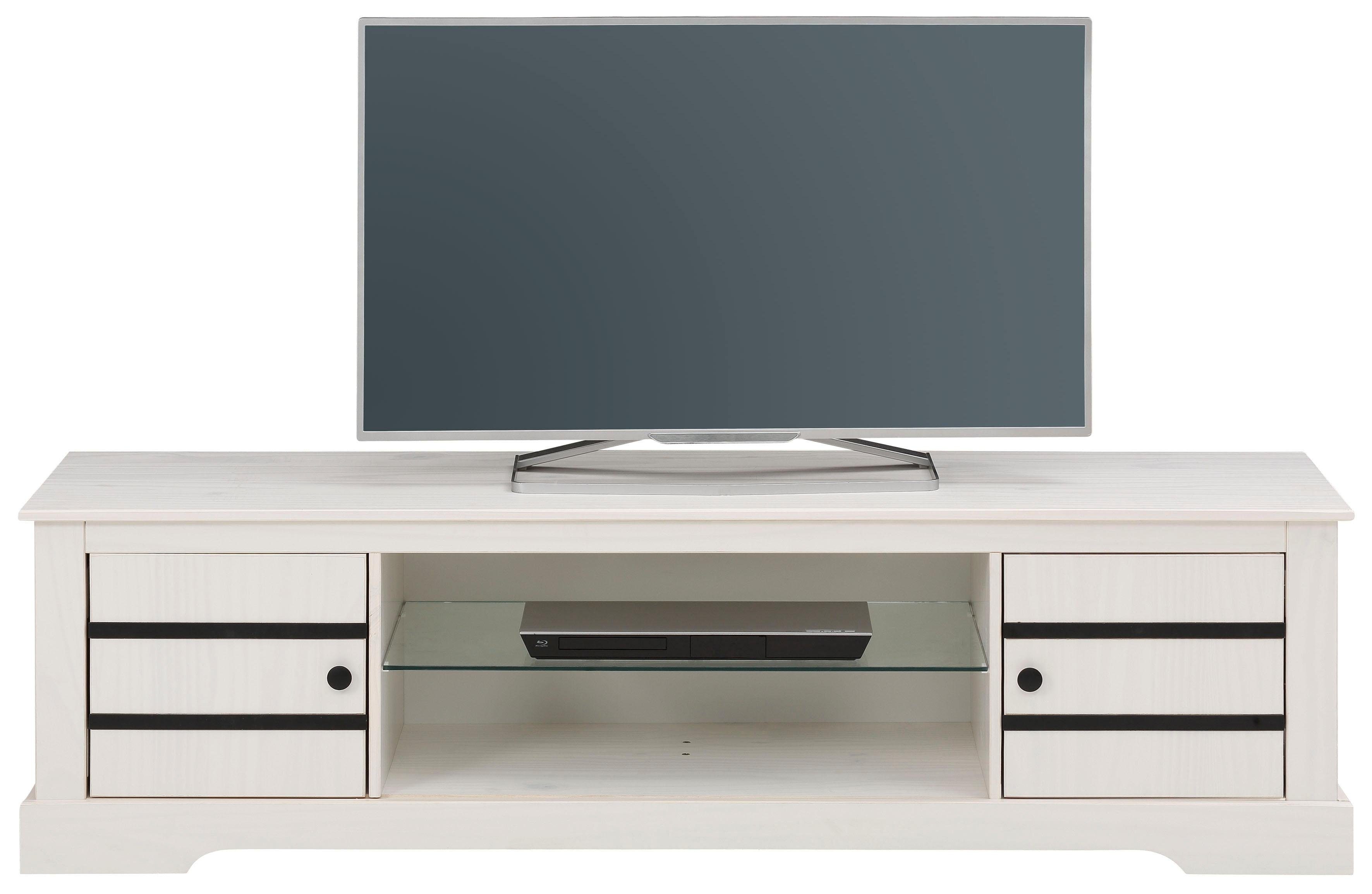 Home affaire Tv-meubel Loki Commode van massief grenenhout, met glazen bodem, breedte 160 cm