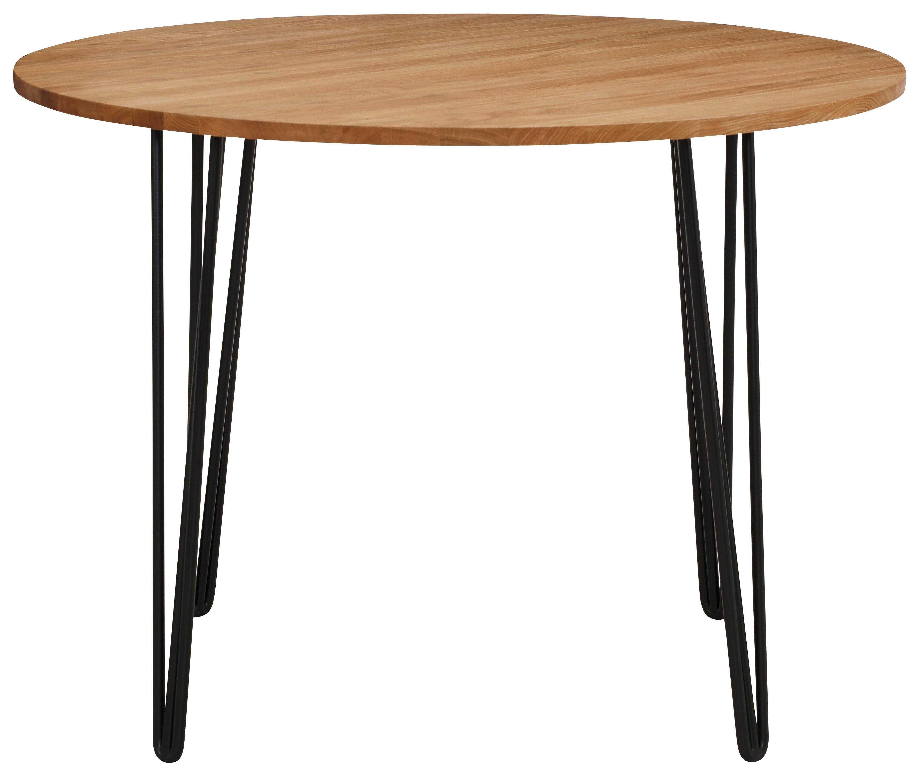 Home affaire Eettafel Hairpin van massief eiken, met metalen poten, breedte 100 cm
