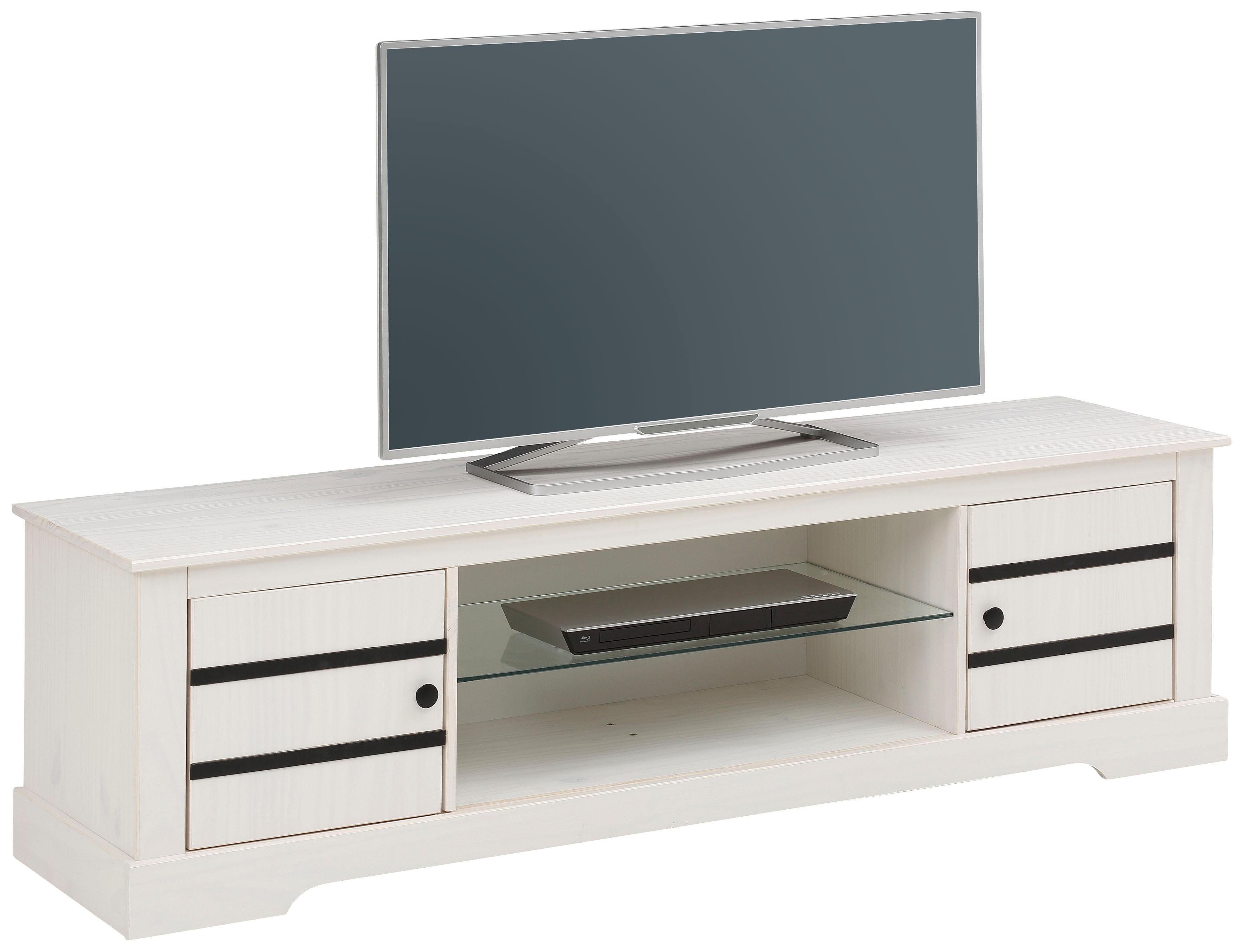 Home affaire Tv-meubel Loki Commode van massief grenenhout, met glazen bodem, breedte 160 cm