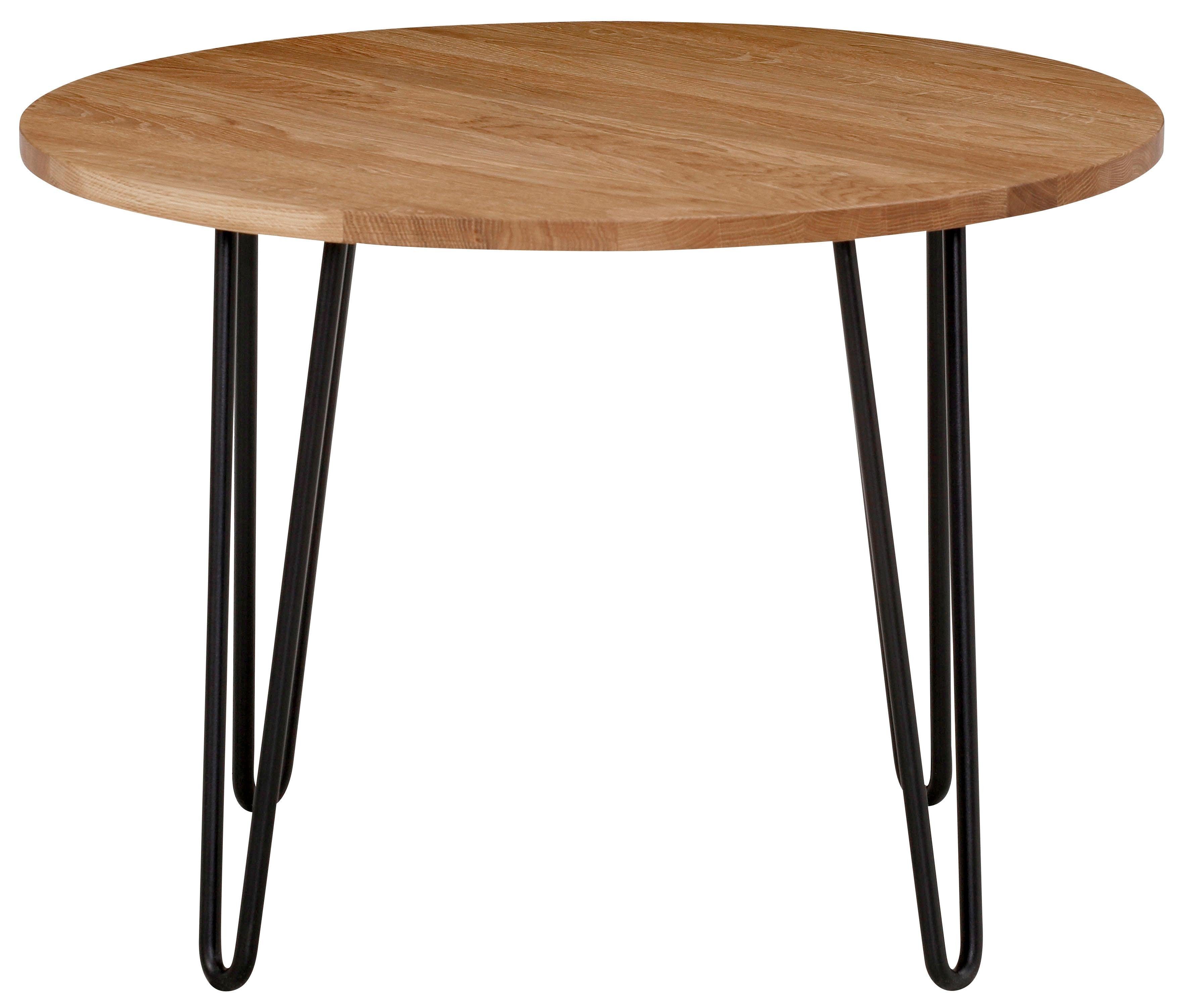 INOSIGN Salontafel Hairpin van massief eiken, met metalen poten, breedte 70 cm.
