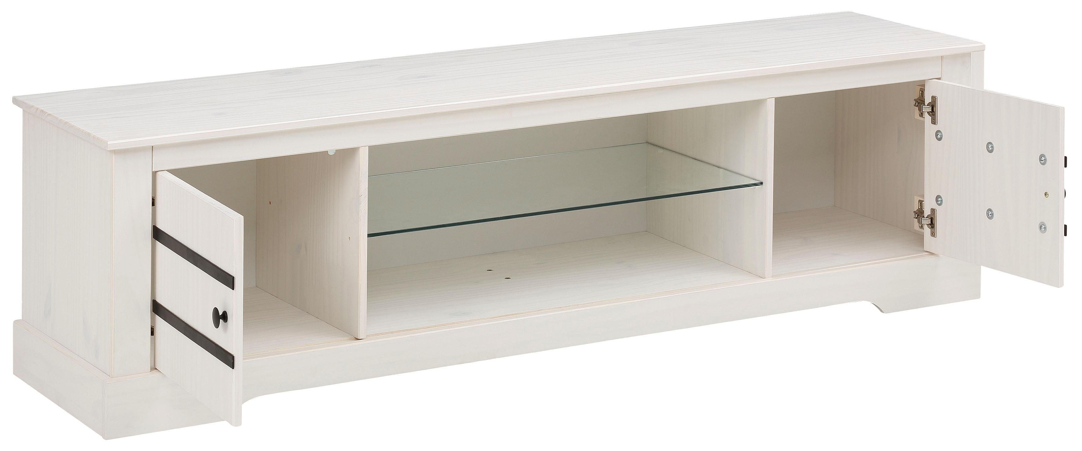 Home affaire Tv-meubel Loki Commode van massief grenenhout, met glazen bodem, breedte 160 cm