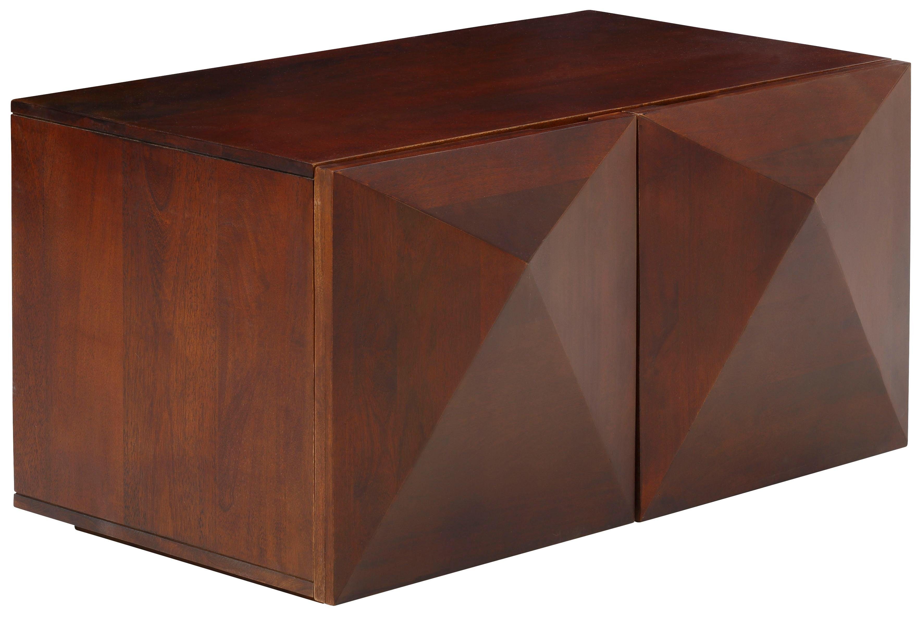 Home affaire Salontafel Diamond van massief mangohout in 3d-look op de buitenkanten, breedte 90 cm