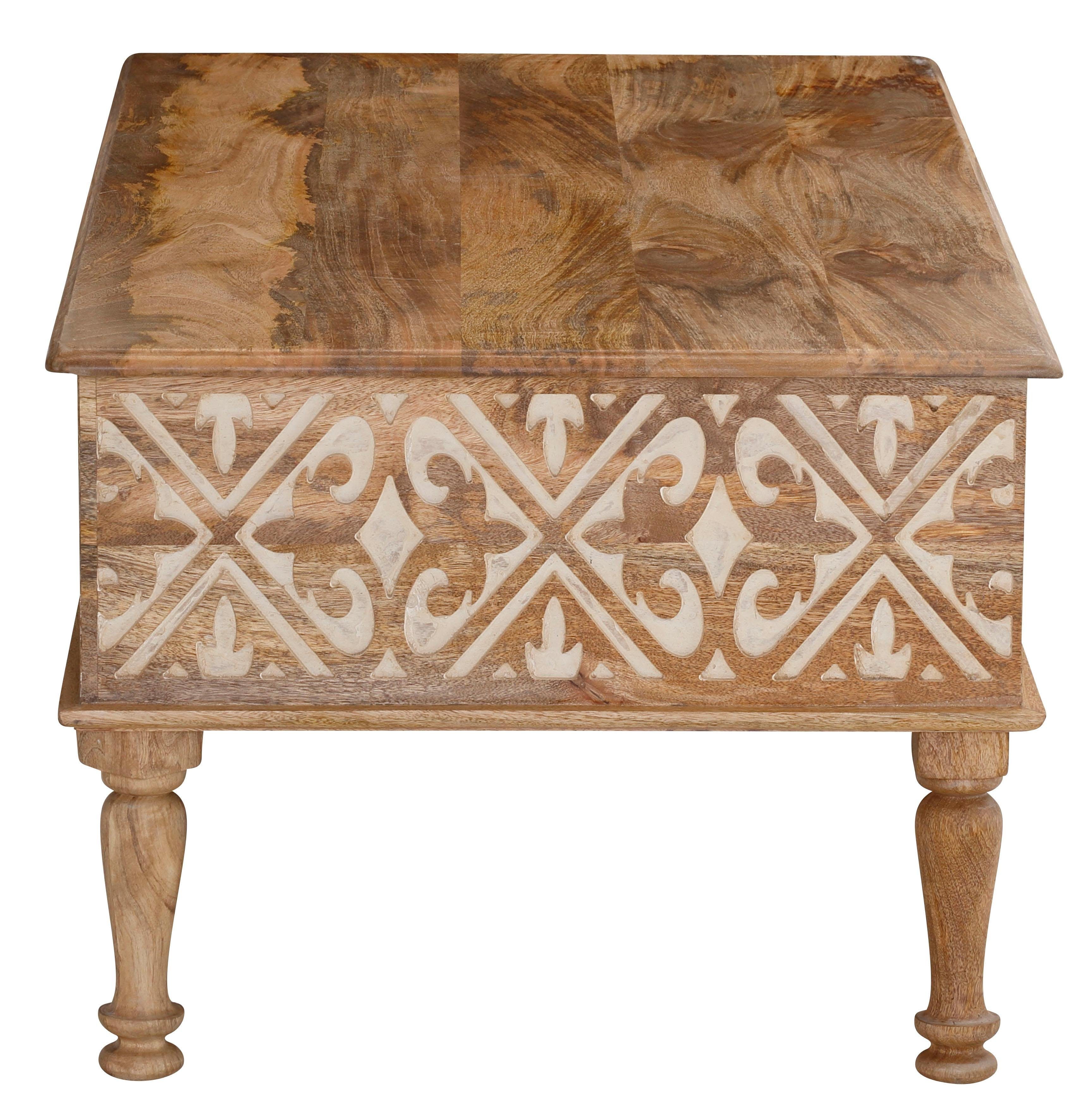 Home affaire Salontafel Spring van massief mangohout met gedetailleerde snijwerk, breedte 120 cm